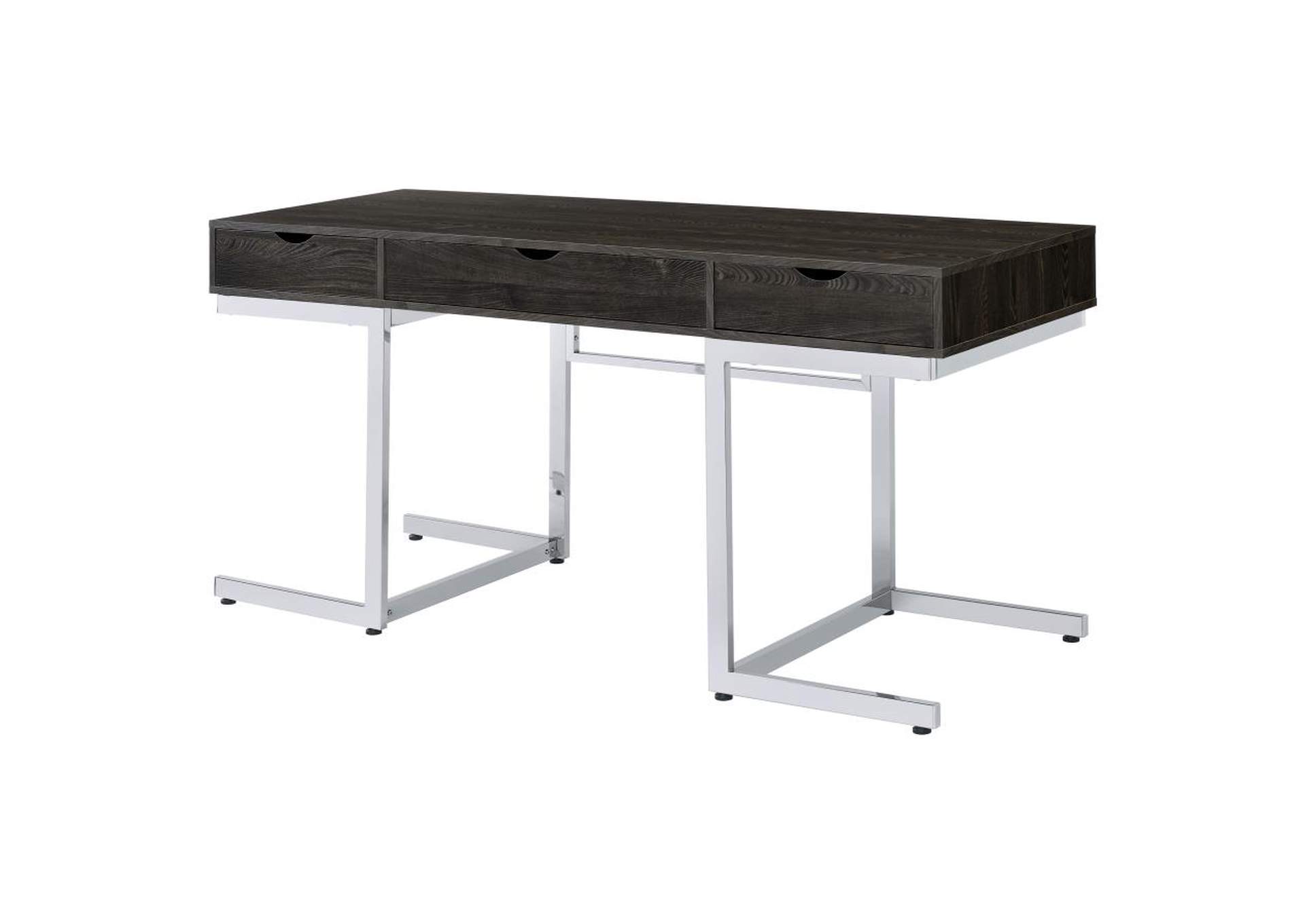 Noorvik 3-piece Writing Desk Set Dark Oak and Chrome image 6