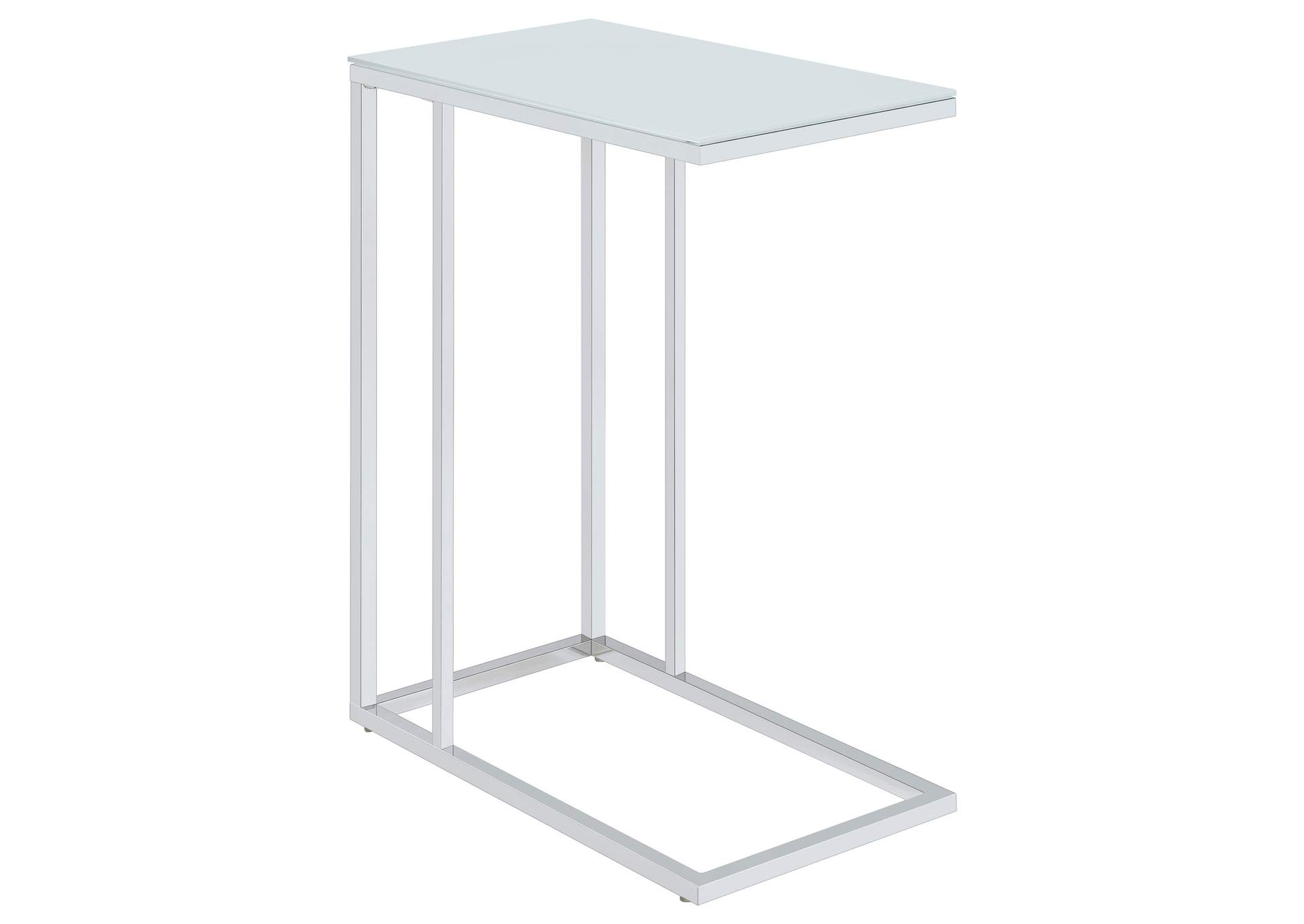 Stella Glass Top Accent Table Chrome and White