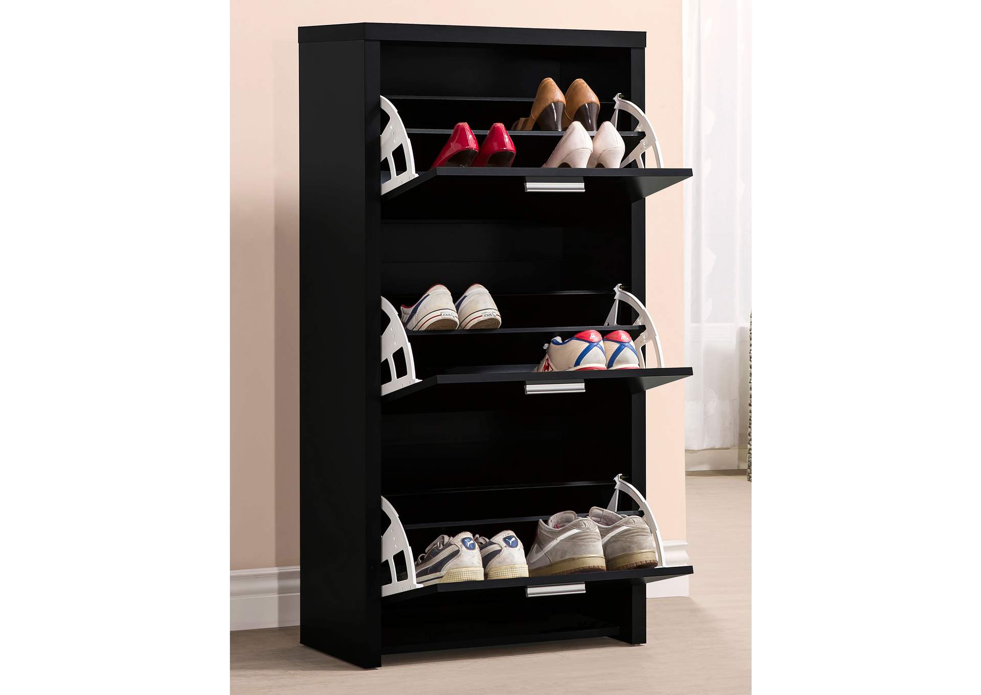 Vivian 3-drawer Shoe Cabinet Black