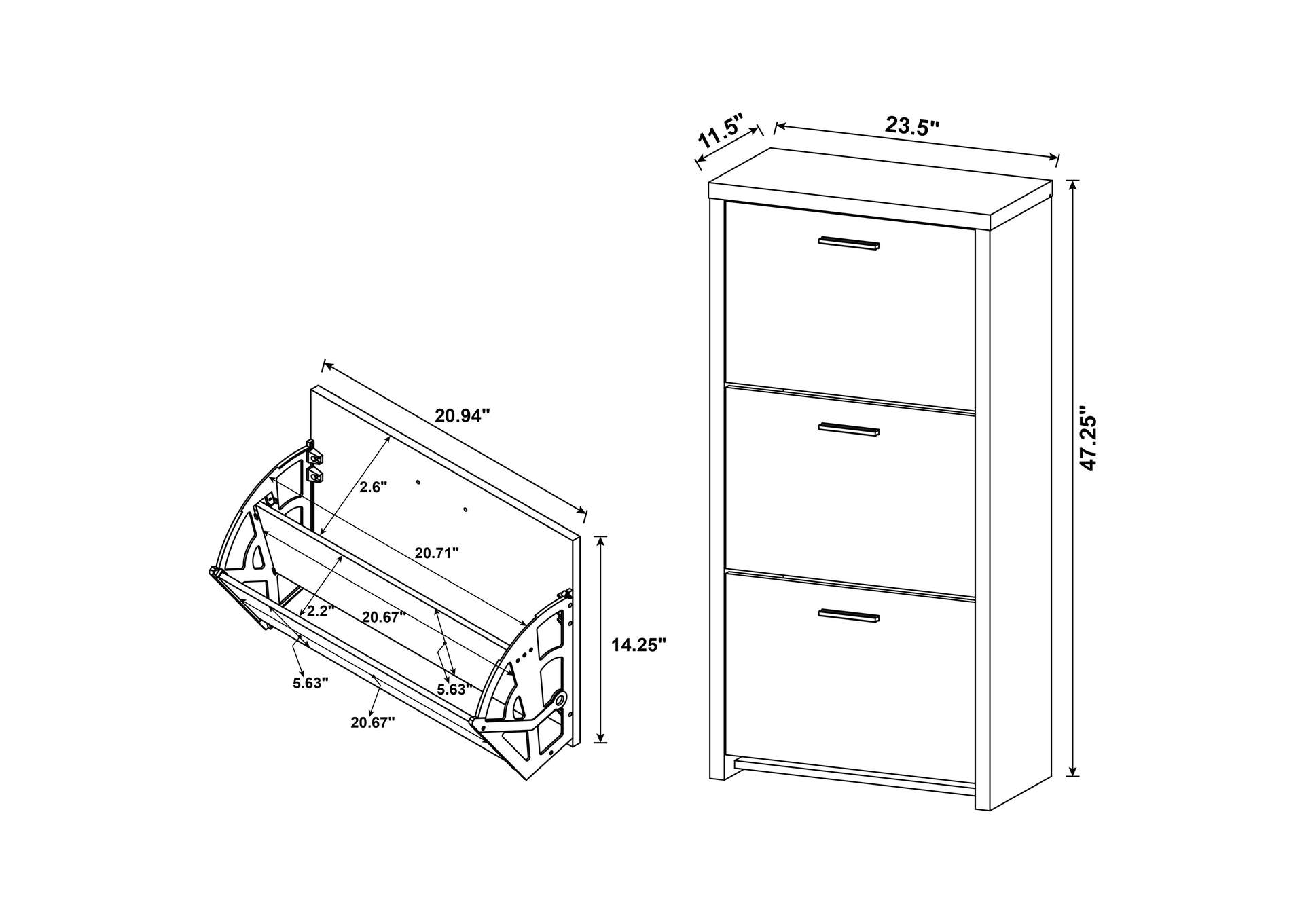 Vivian 3-drawer Shoe Cabinet Black