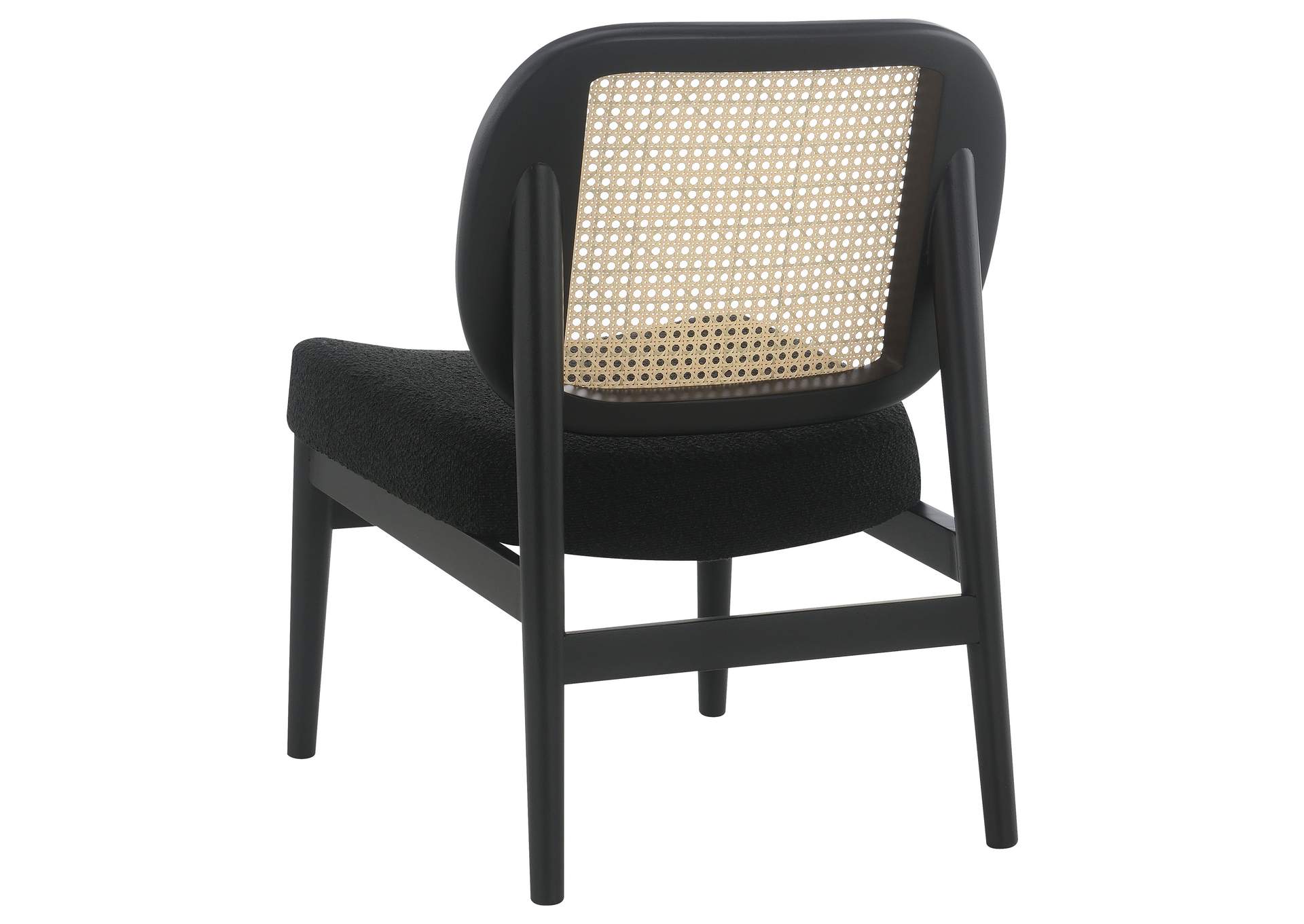 Rayo Rattan Cane Back Accent Chair with Padded Seat Black