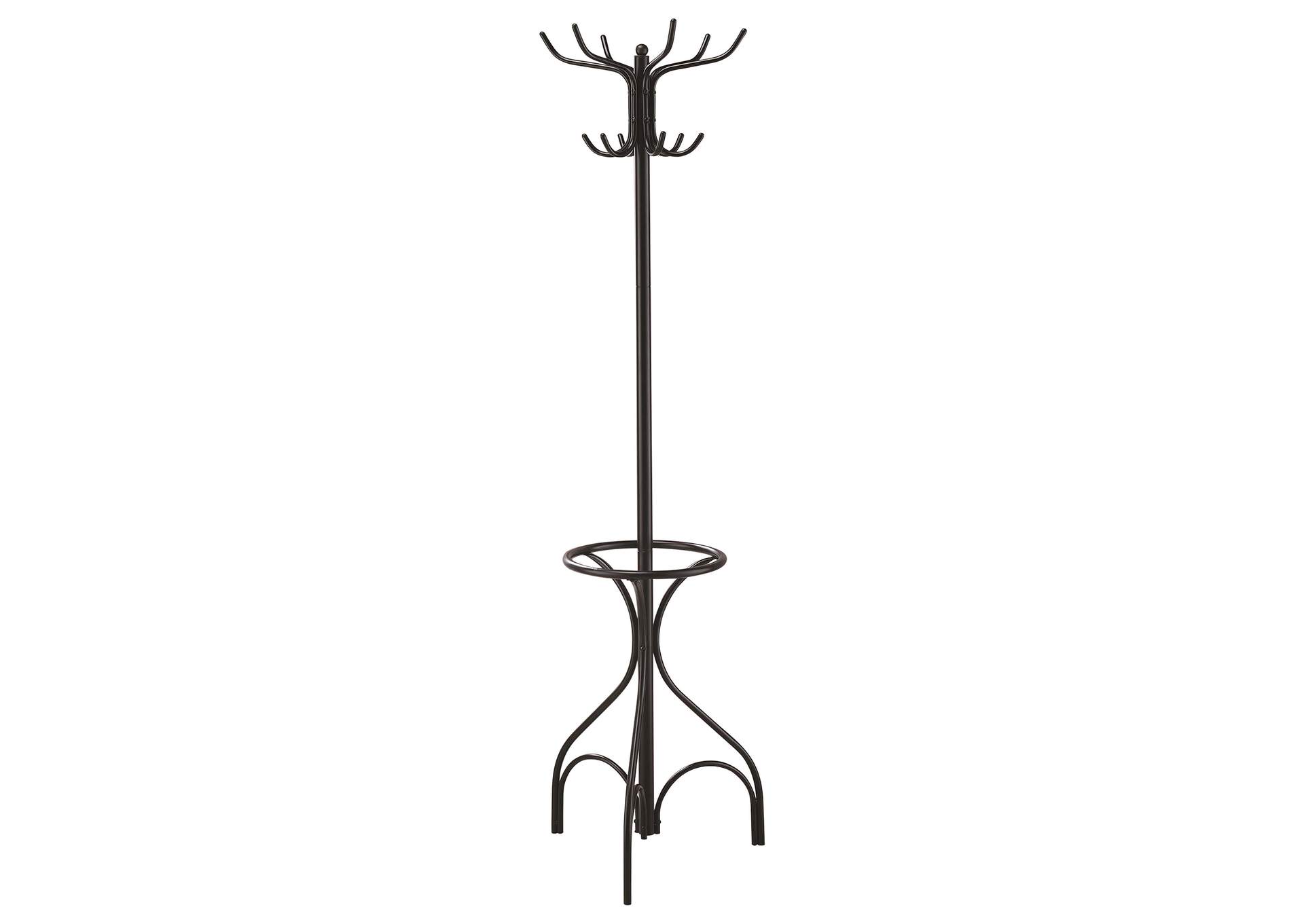 Kiefer 12 Hook Freestanding Metal Coat Rack Hat Hanger Black
