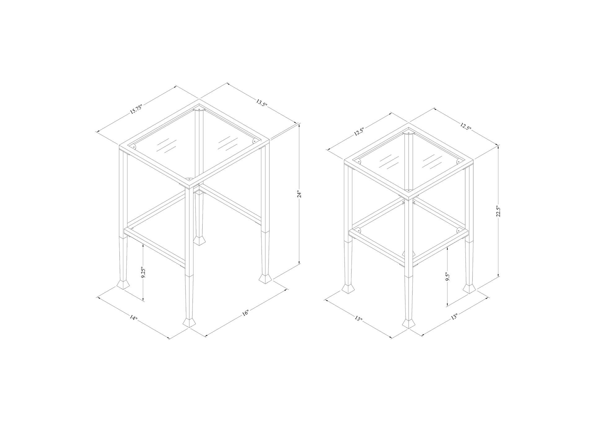 Leilani 2-piece Glass Top Nesting Tables Black