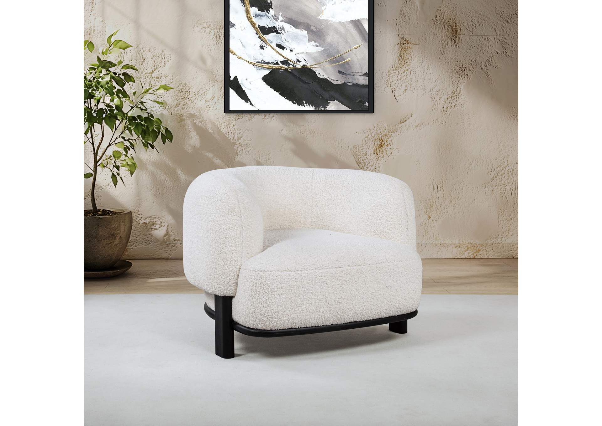 Lawler Upholstered Barrel Back Accent Chair Ivory and Black image 3
