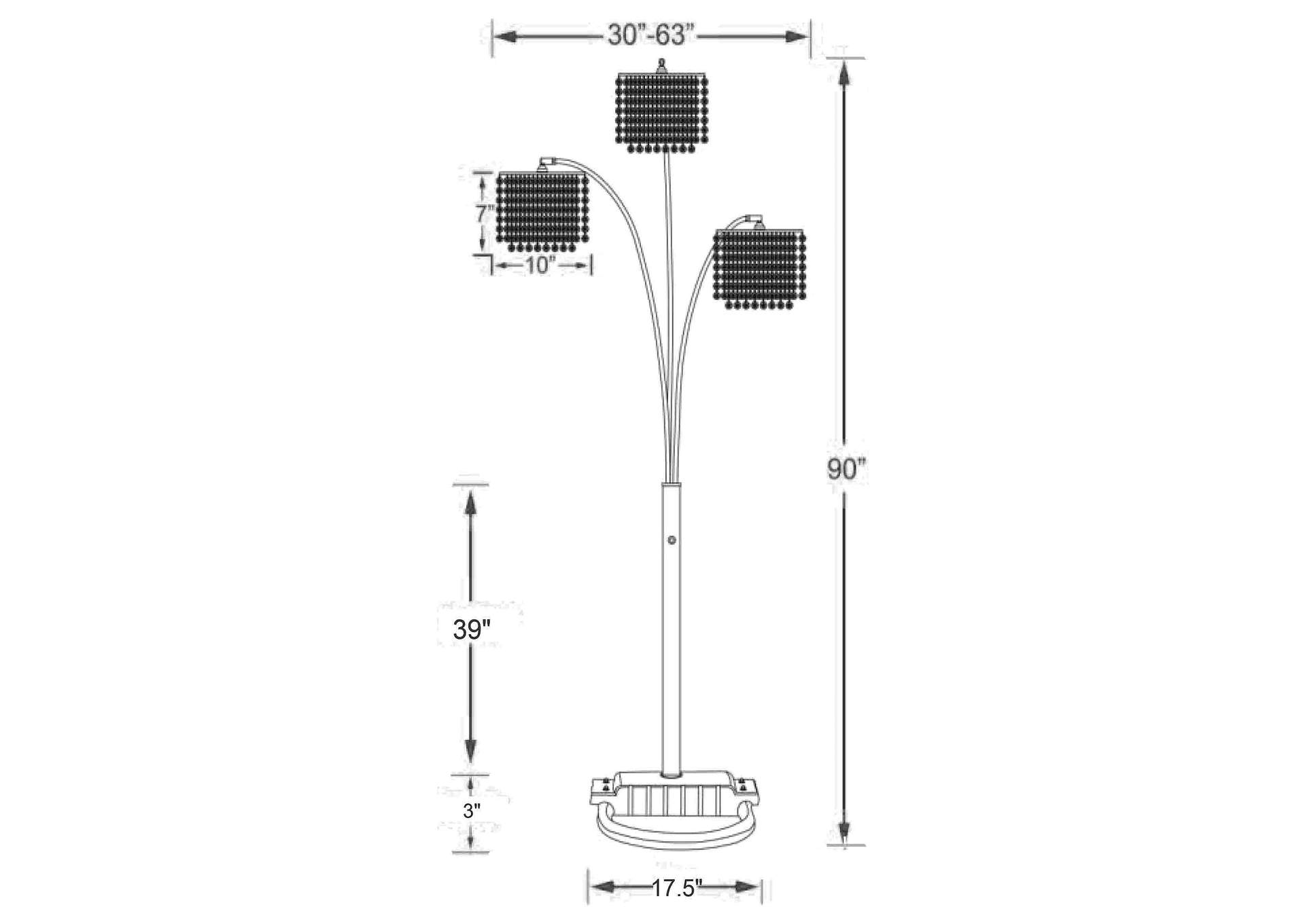 Miriam Crystal Drop Shade Floor Lamp Chrome