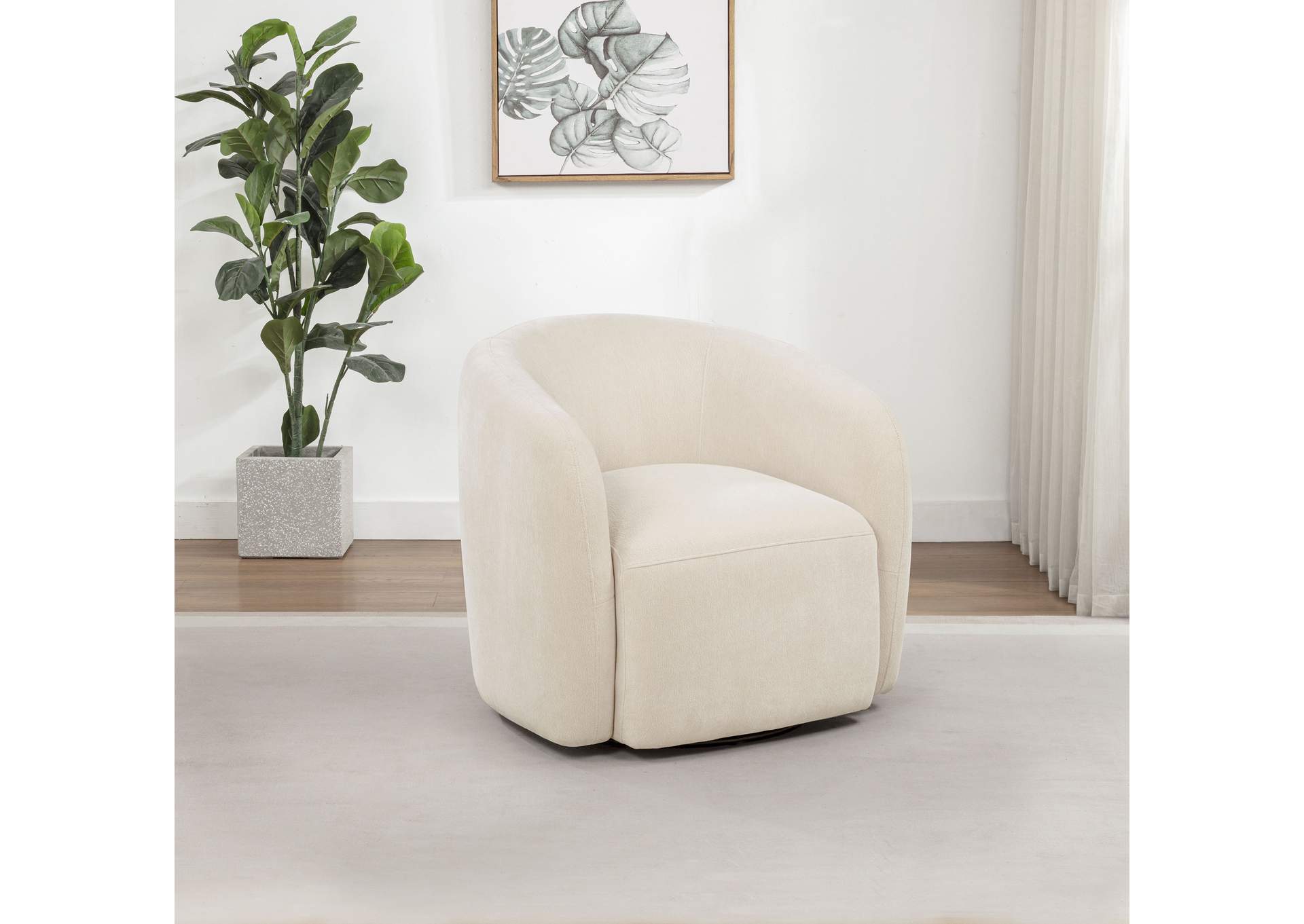 Gerley Chenille Upholstered Swivel Accent Chair Beige image 3