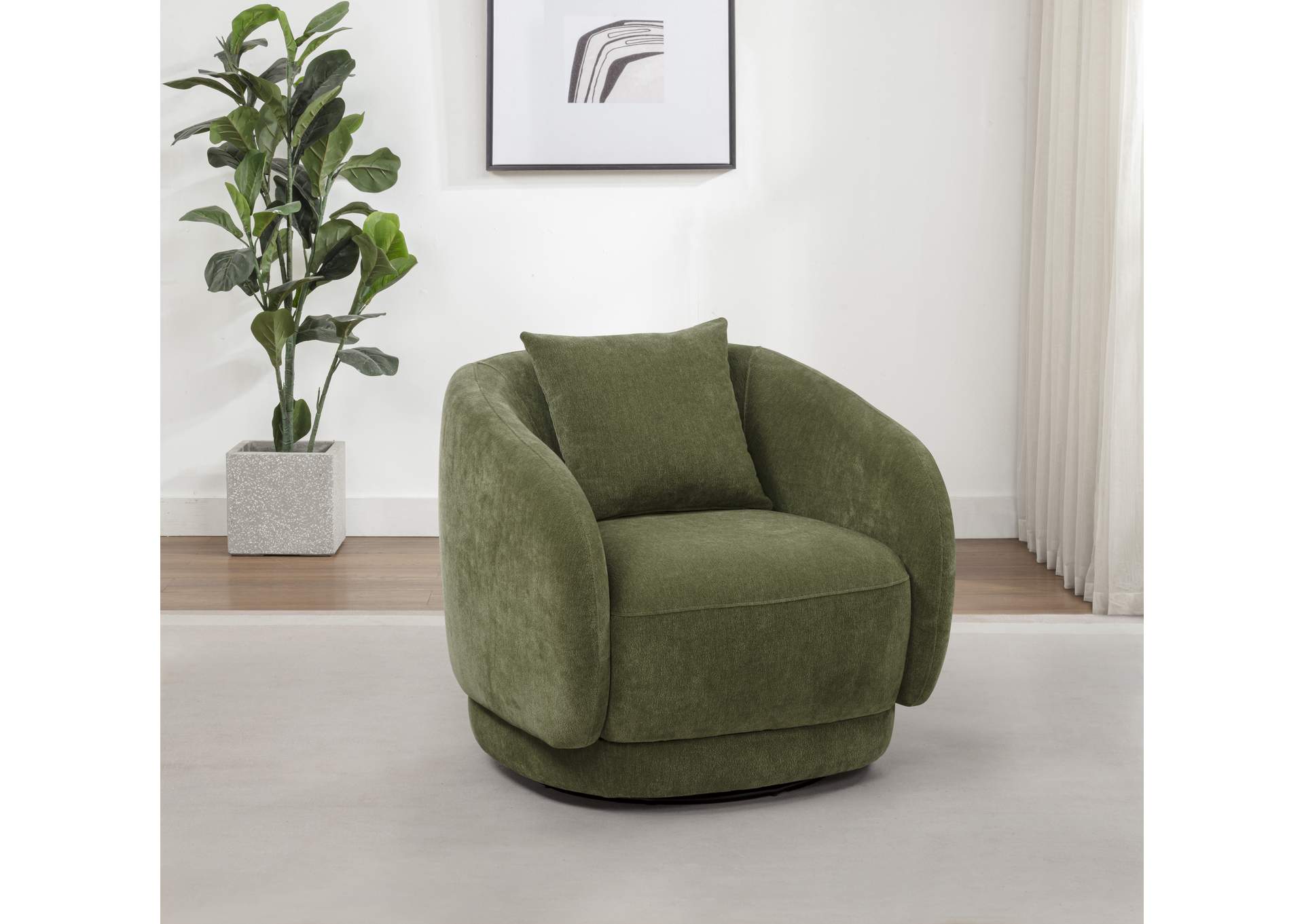 Arnaud Chenille Upholstered Swivel Accent Chair Green image 3