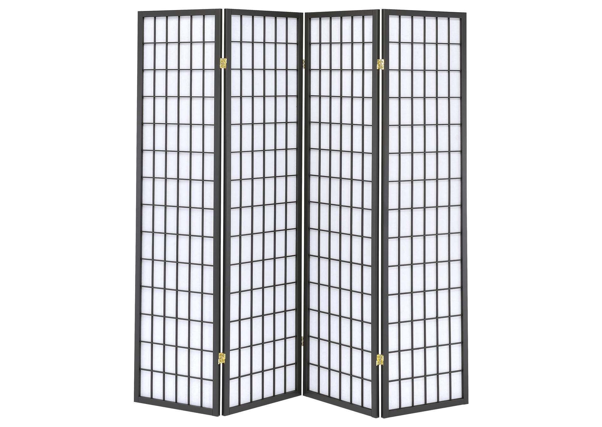 Roberto 4-Panel Room Divider Folding Shoji Screen Dark Grey