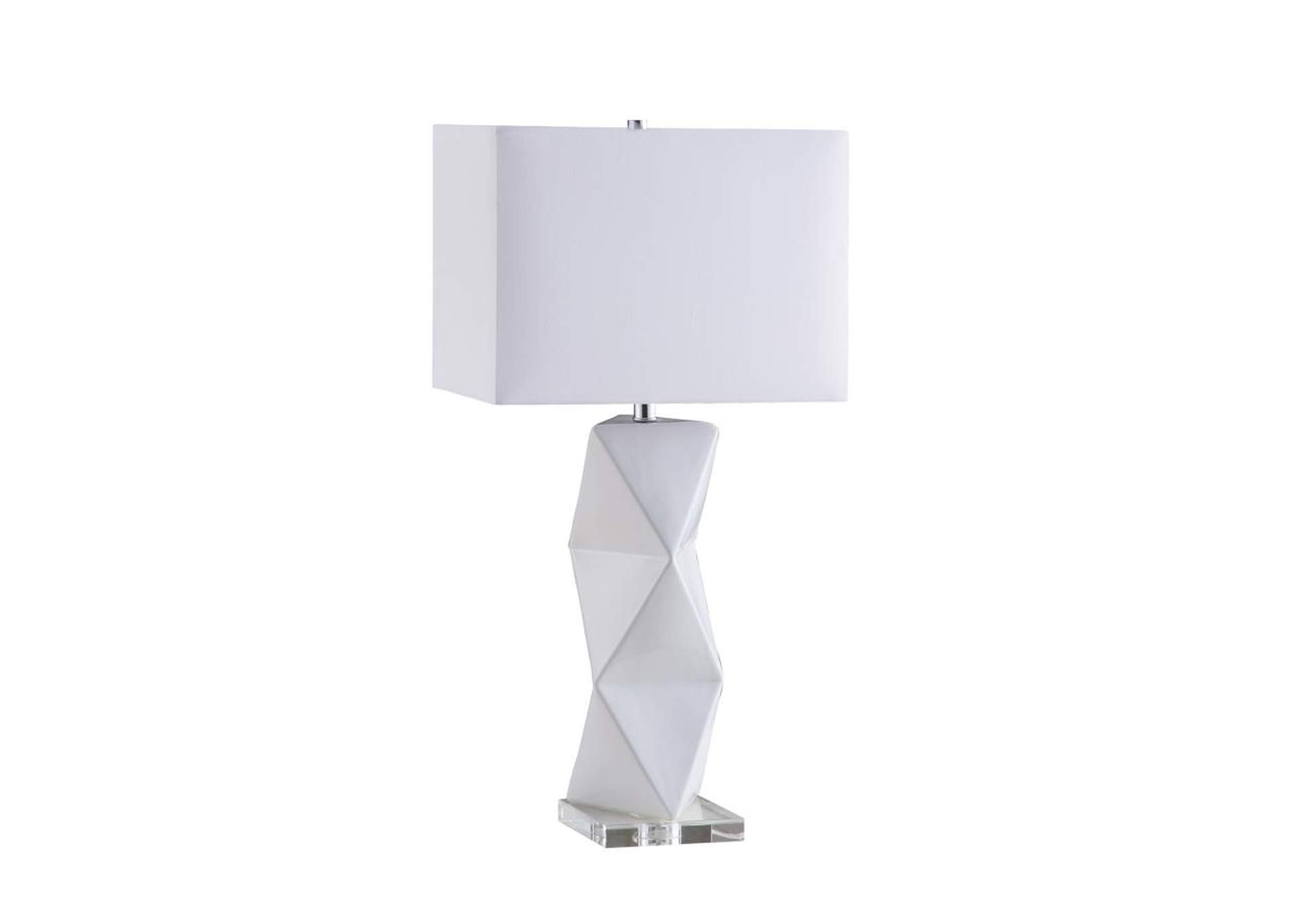Camie Geometric Ceramic Base Table Lamp White