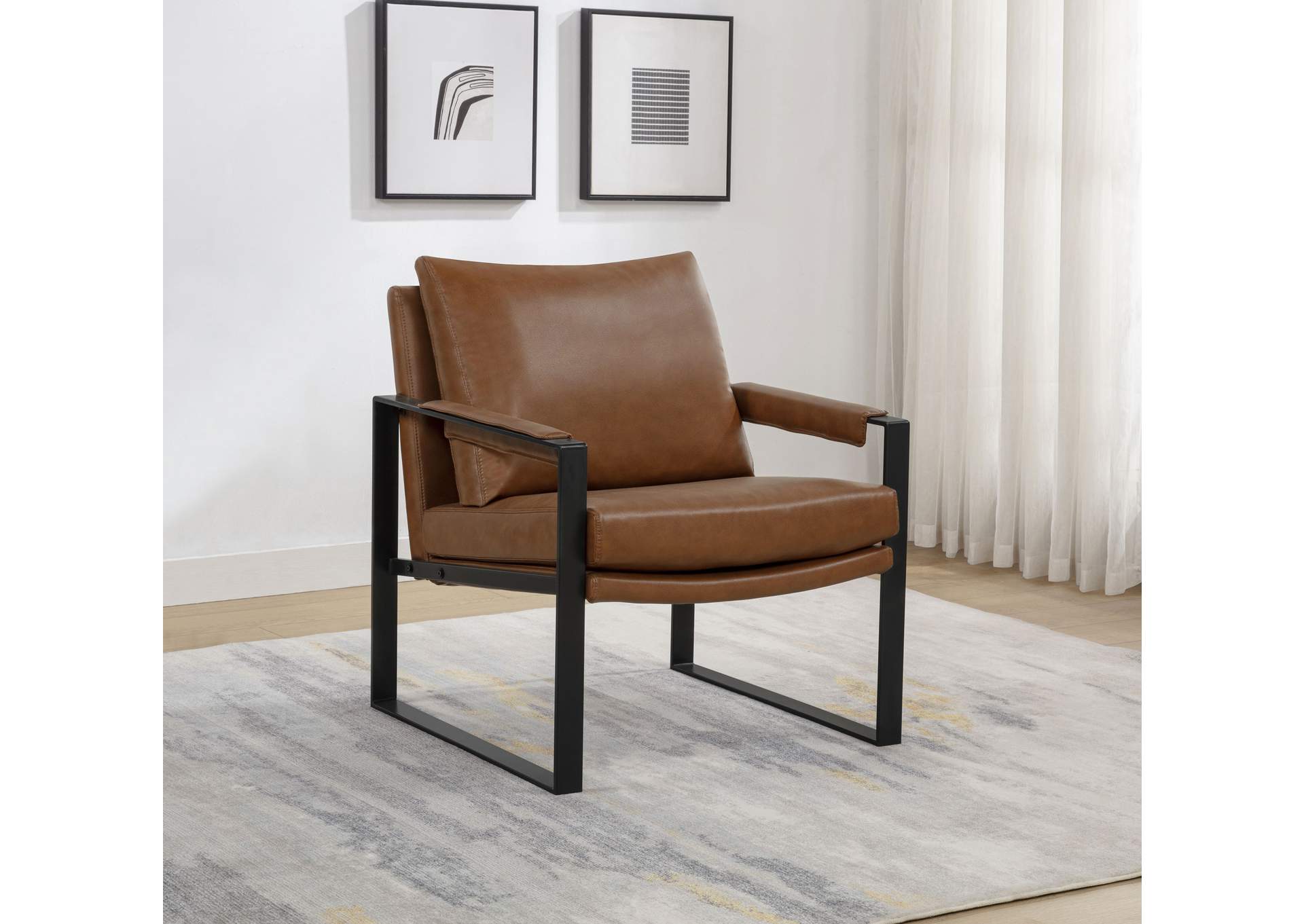 Rosalind Upholstered Track Arm Accent Chair Brown image 3