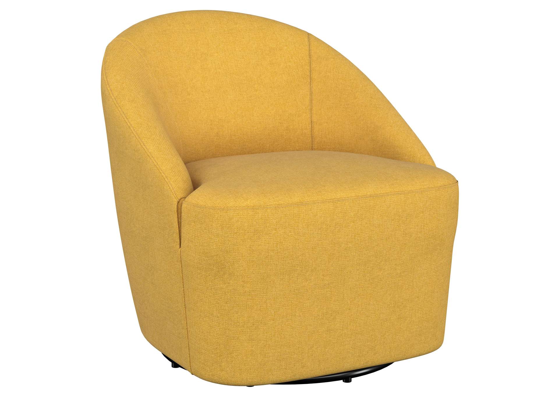 Leon Upholstered Barrel Accent Swivel Chair Mustard Yellow