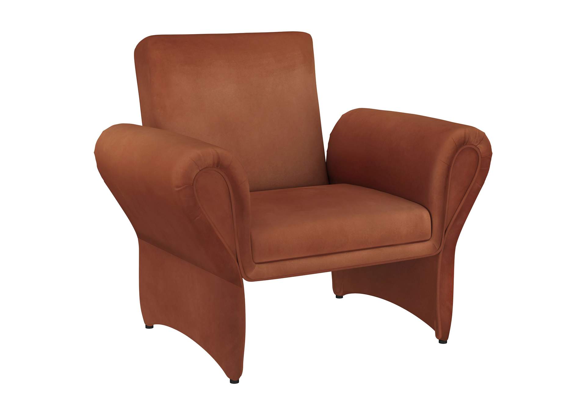 Liana Upholstered Roll Arm Accent Armchair Rust Orange