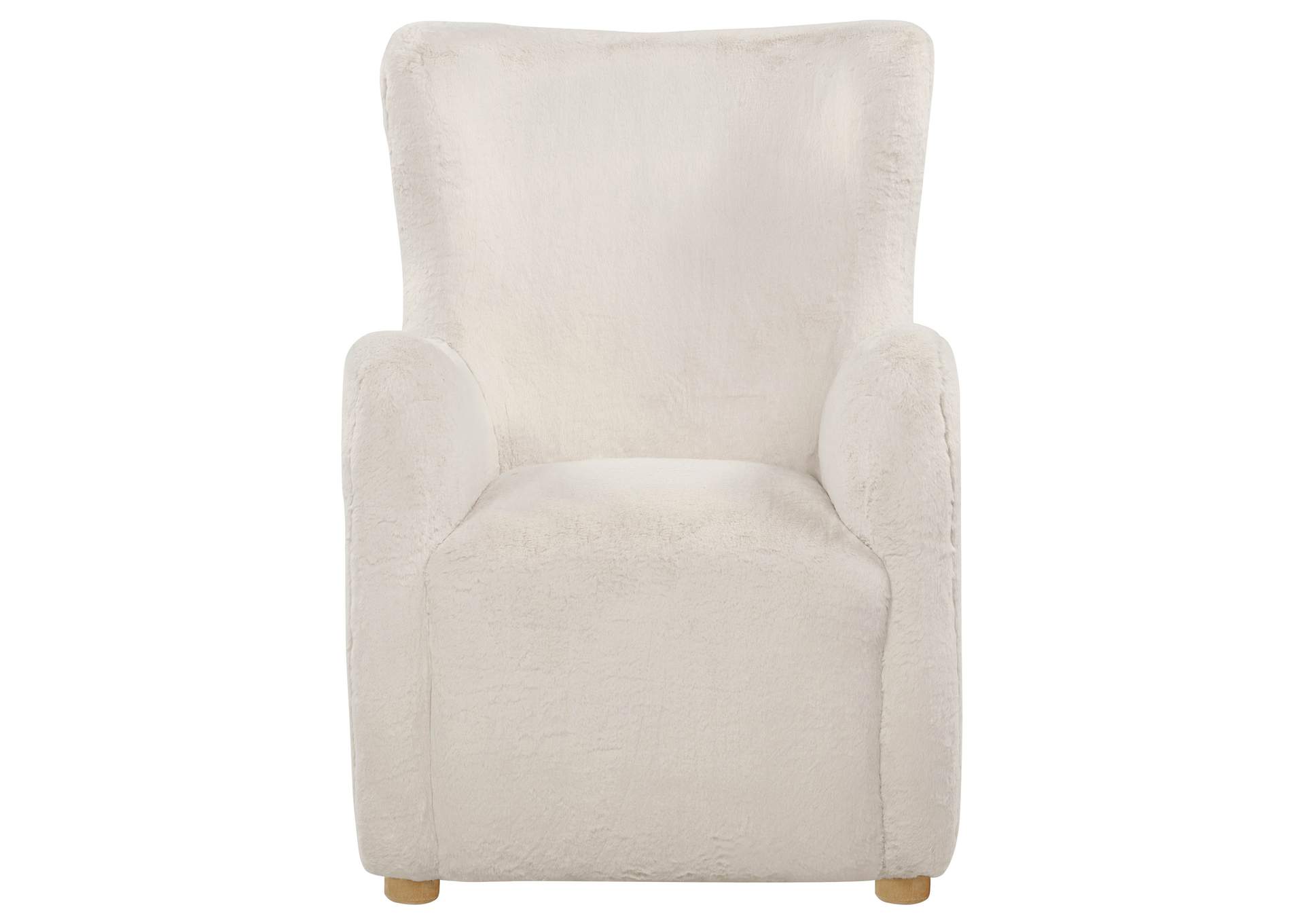 Thornton Faux Fur Upholstered Wingback Lounge Accent Chair Ivory image 4