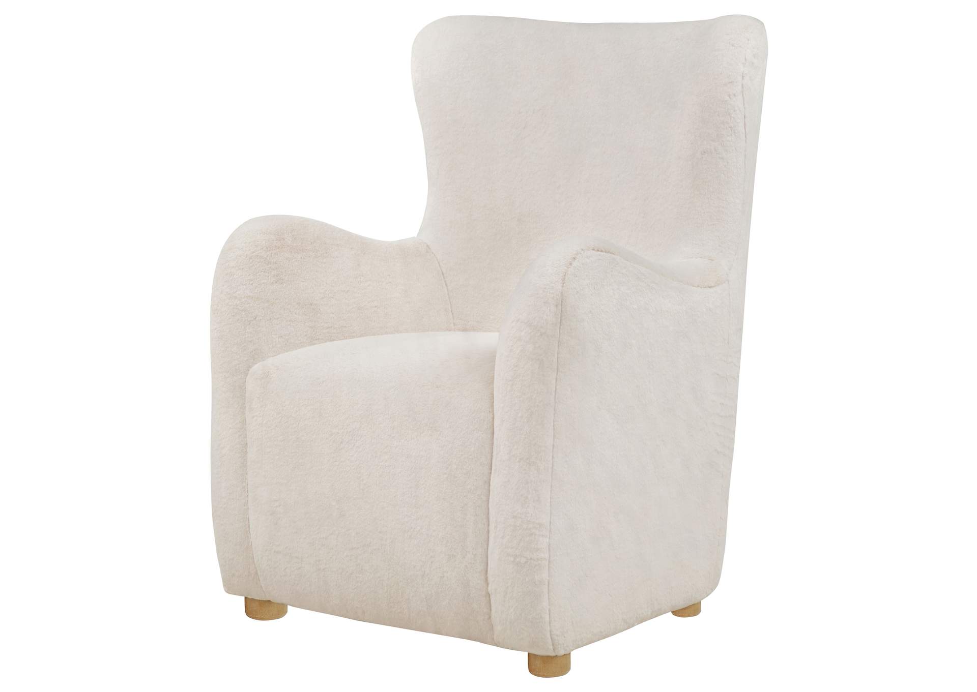 Thornton Faux Fur Upholstered Wingback Lounge Accent Chair Ivory image 5