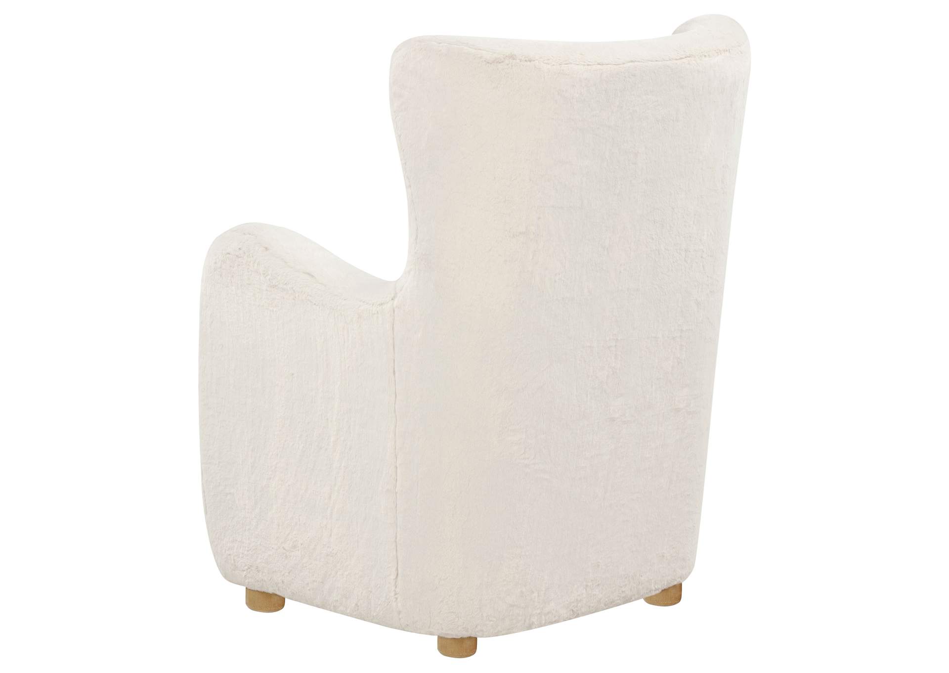Thornton Faux Fur Upholstered Wingback Lounge Accent Chair Ivory image 7