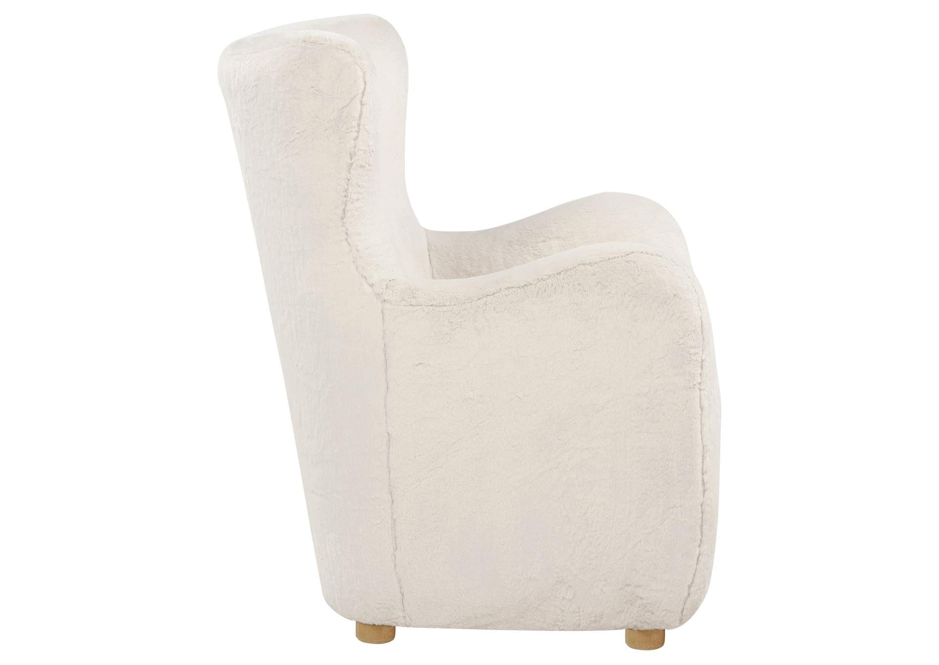 Thornton Faux Fur Upholstered Wingback Lounge Accent Chair Ivory image 10