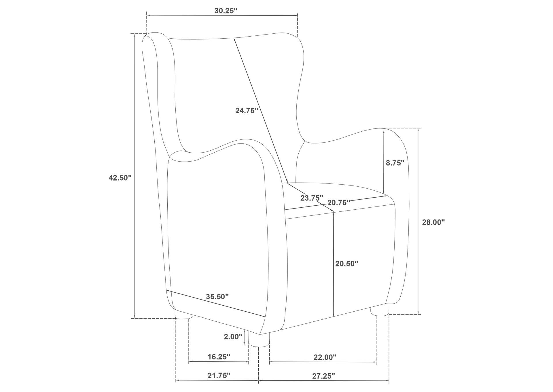 Thornton Velvet Upholstered Wingback Lounge Accent Chair Cognac image 12