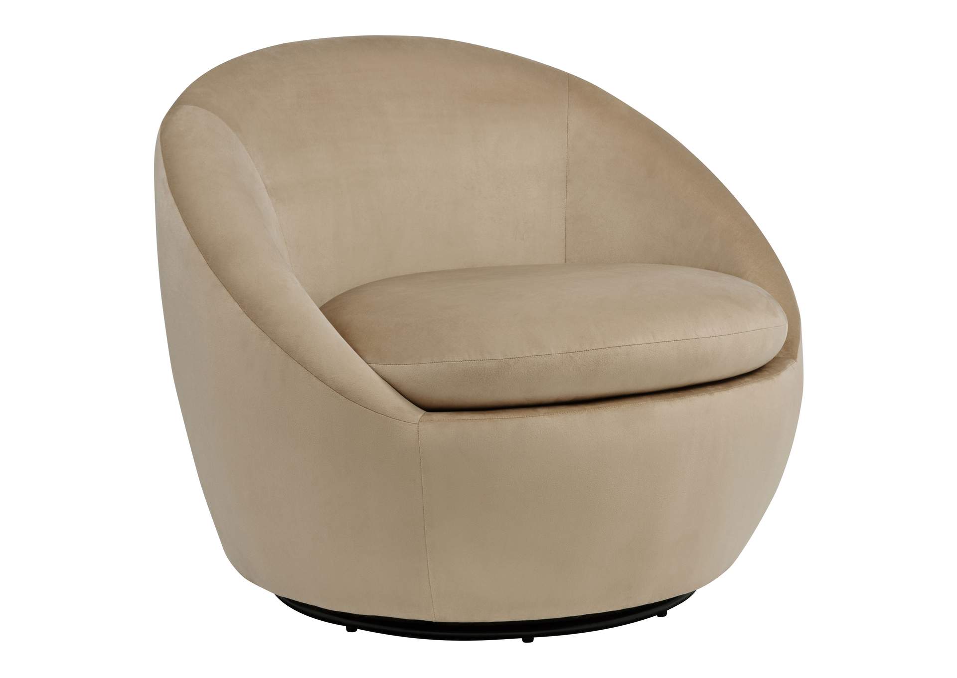 Myernick Velvet Upholstered Swivel Accent Chair Camel image 1