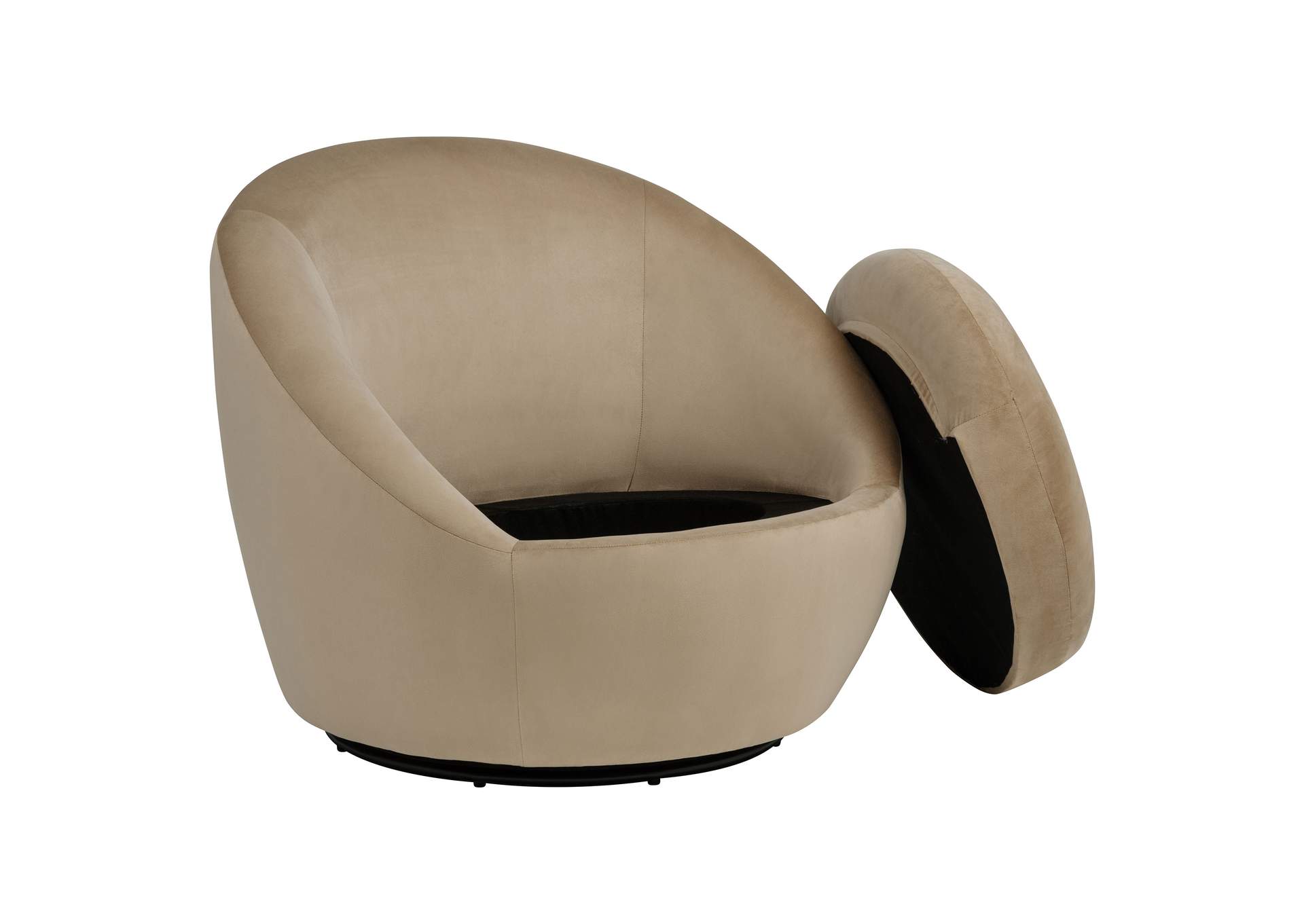 Myernick Velvet Upholstered Swivel Accent Chair Camel image 5