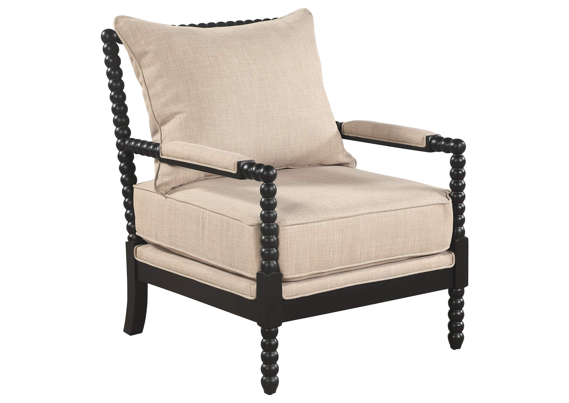 Blanchett Upholstered Bobbin Accent Chair Beige and Black image 1