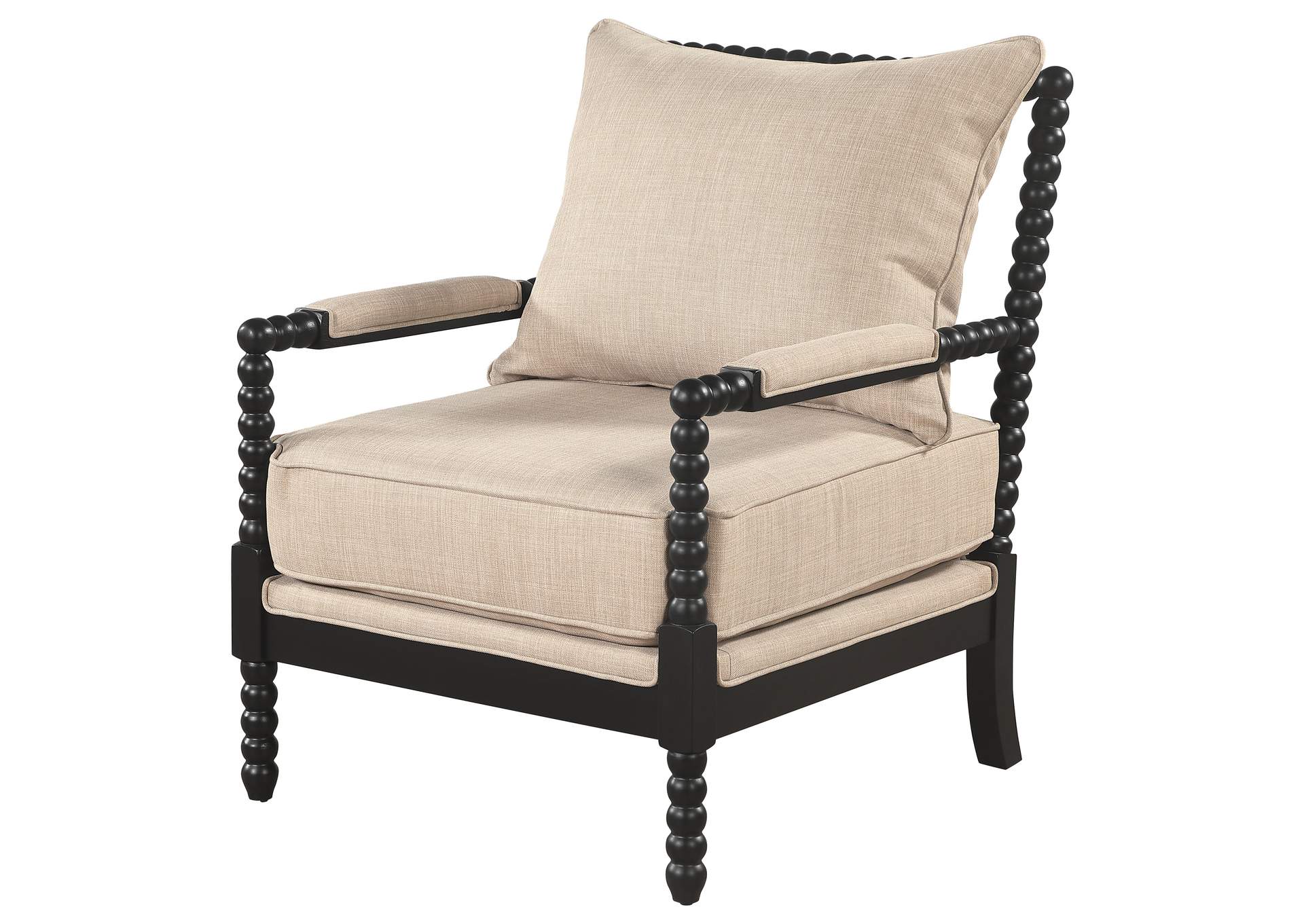 Blanchett Upholstered Bobbin Accent Chair Beige and Black image 5