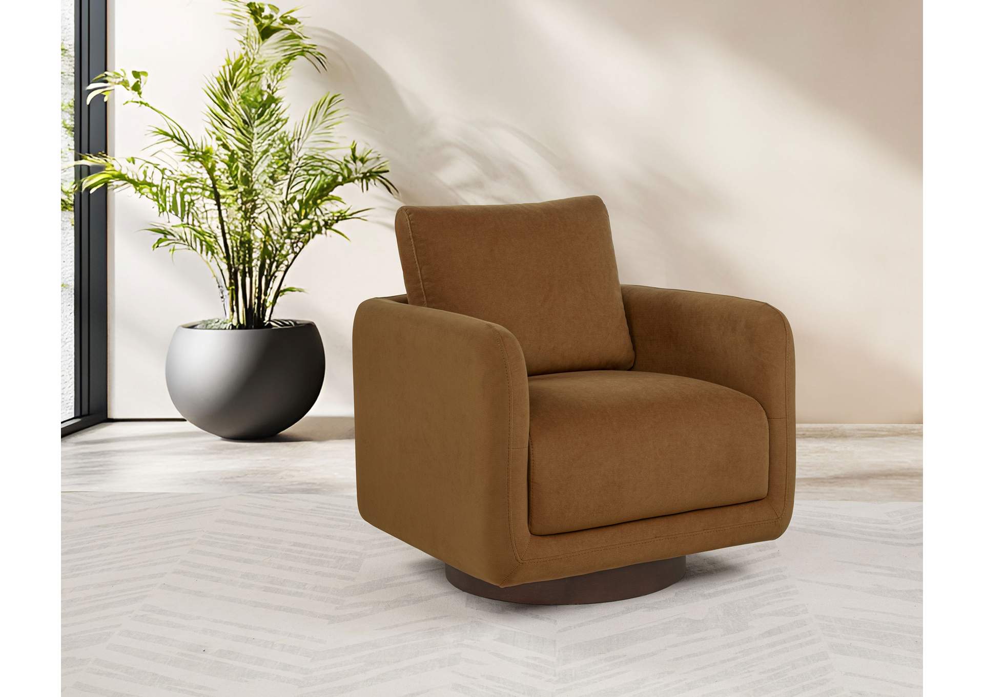 Iris Fabric Upholstered Swivel Accent Chair Rust image 3