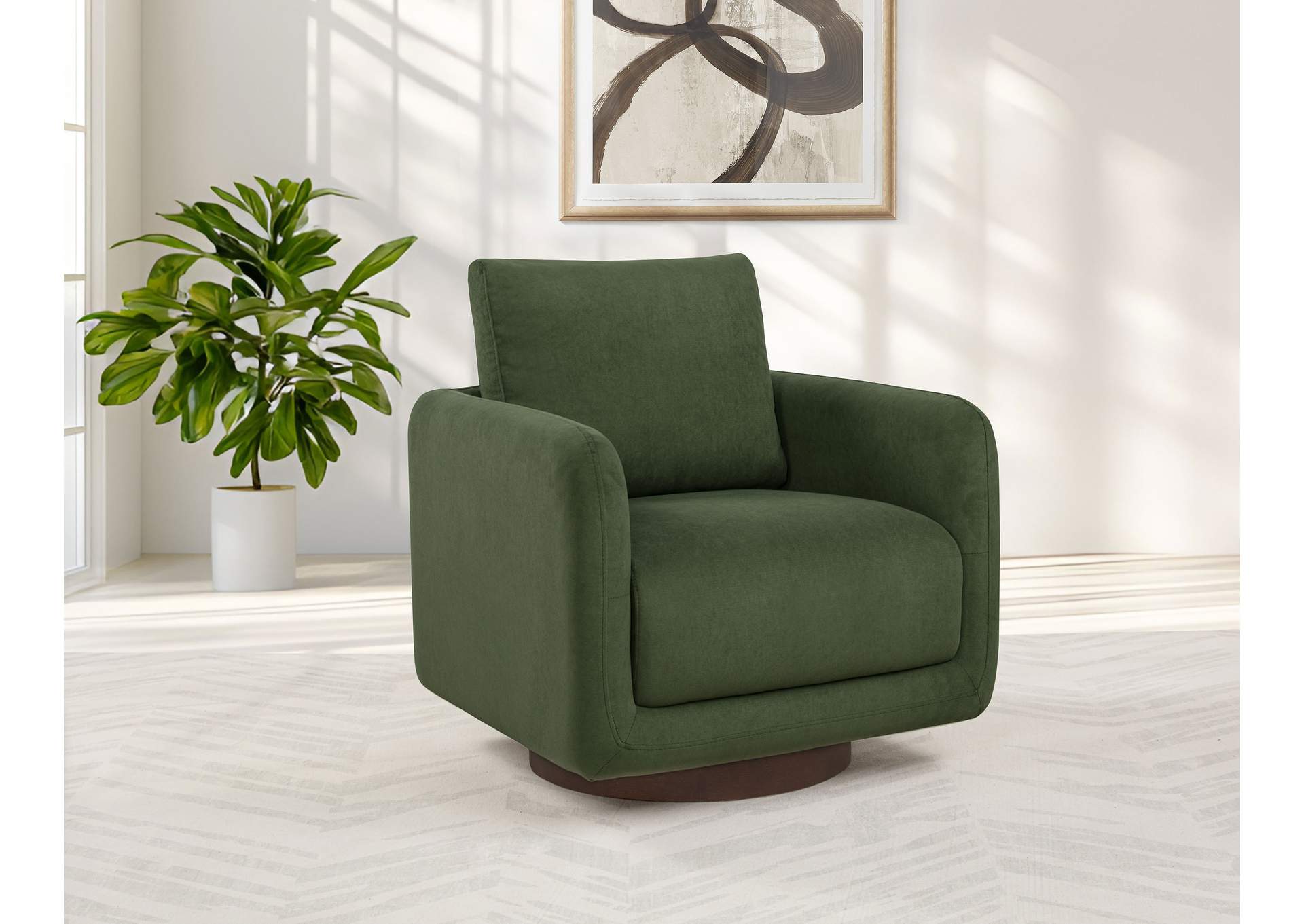 Iris Fabric Upholstered Swivel Accent Chair Matcha image 3