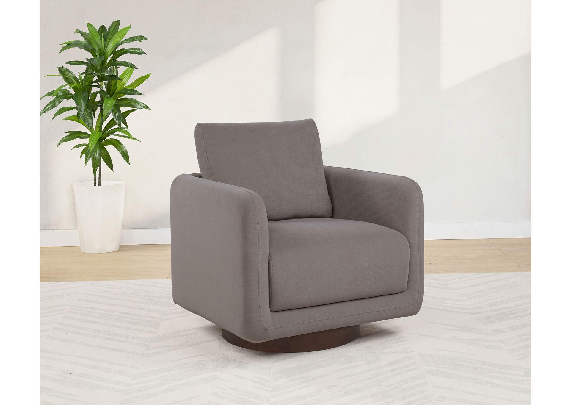 Iris Fabric Upholstered Swivel Accent Chair Stone image 3
