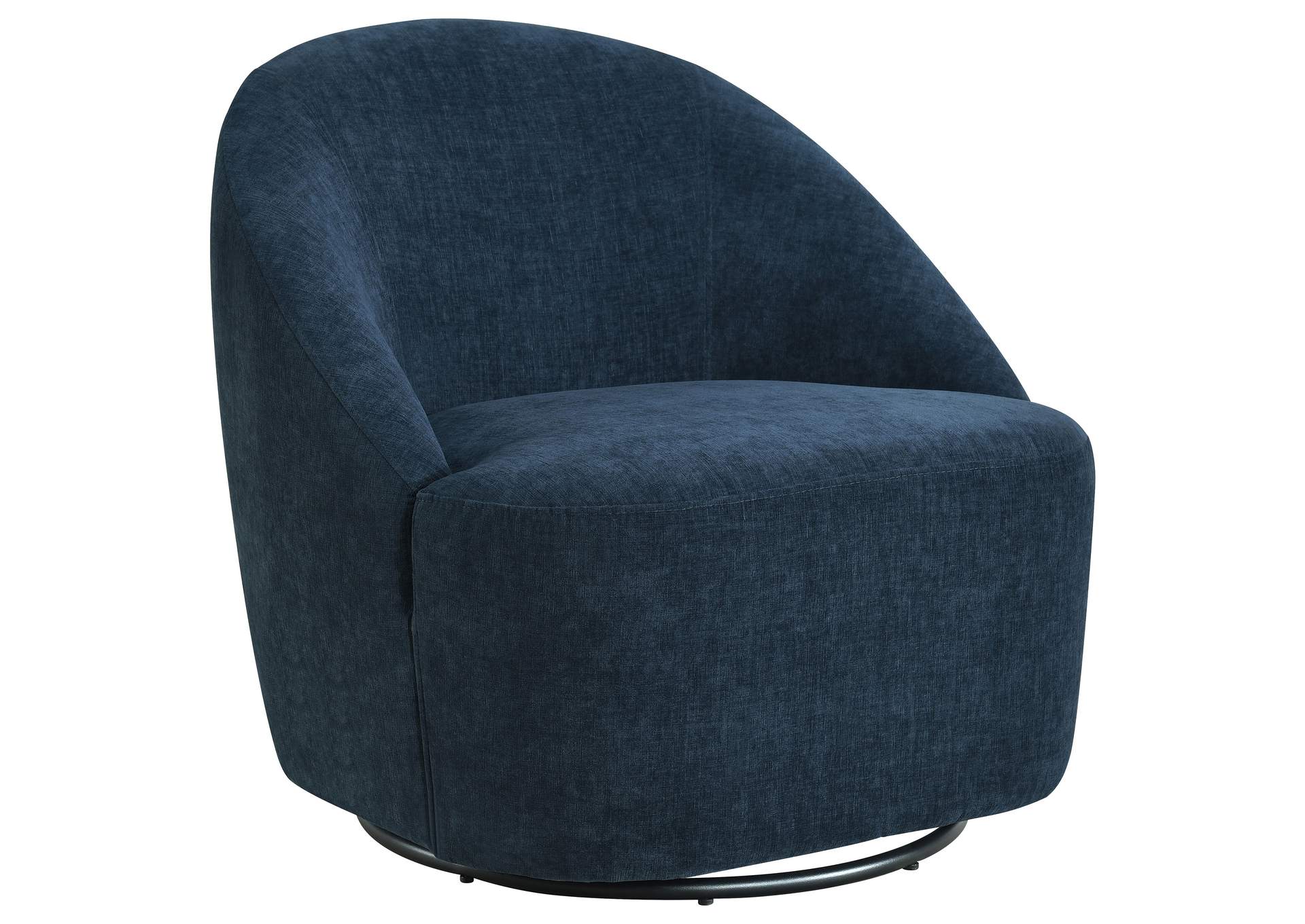 Leon Upholstered Barrel Swivel Accent Chair Navy image 1