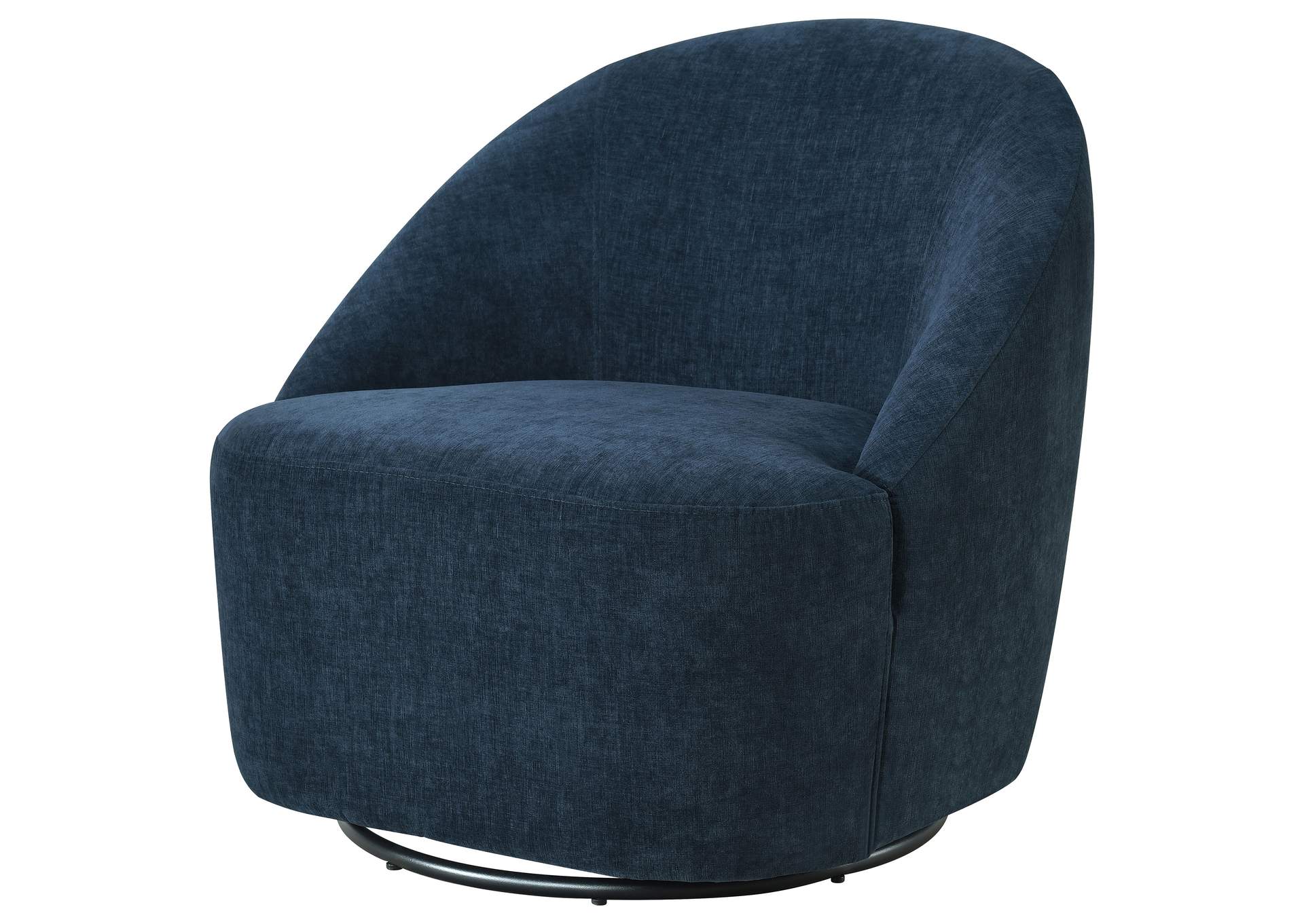 Leon Upholstered Barrel Swivel Accent Chair Navy image 5