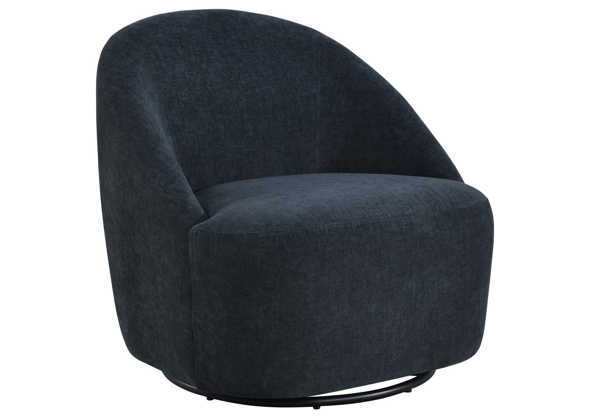 Leon Chenille Upholstered Swivel Accent Chair Black image 1