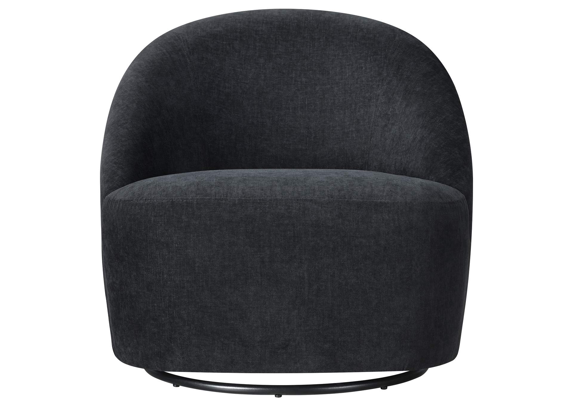 Leon Chenille Upholstered Swivel Accent Chair Black image 4