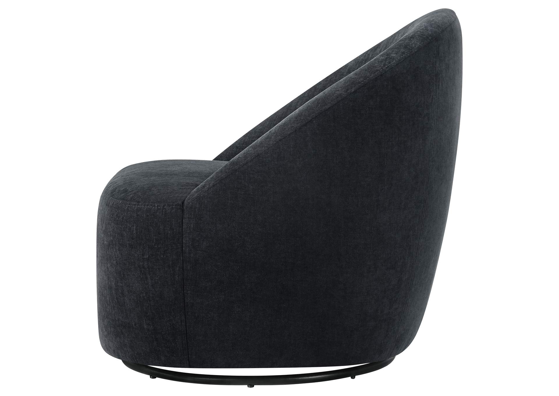 Leon Chenille Upholstered Swivel Accent Chair Black image 6