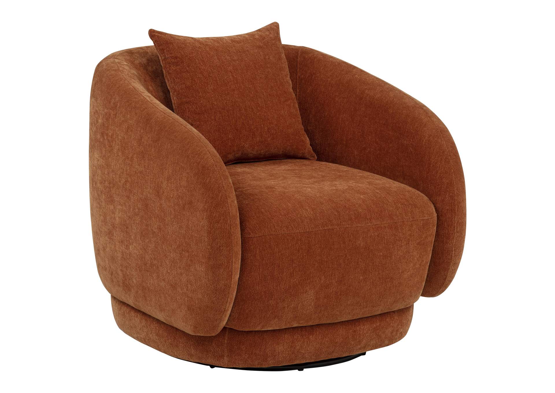 Arnaud Chenille Upholstered Swivel Accent Chair Burnt Orange image 1