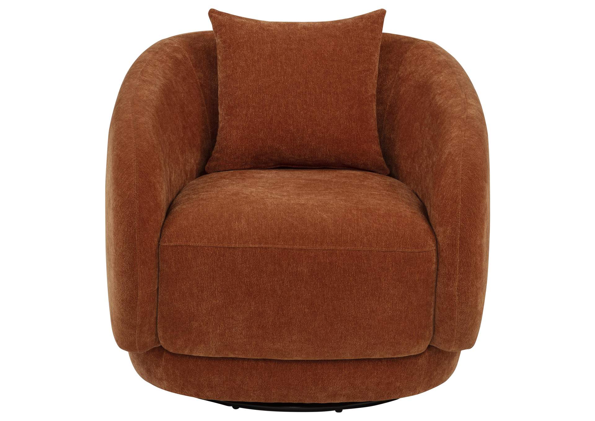 Arnaud Chenille Upholstered Swivel Accent Chair Burnt Orange image 4