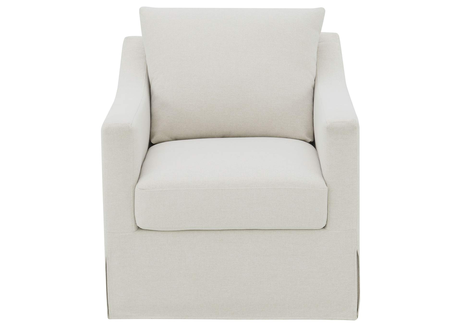 Winter Upholstered Sloped Arm Accent Swivel Chair Beige