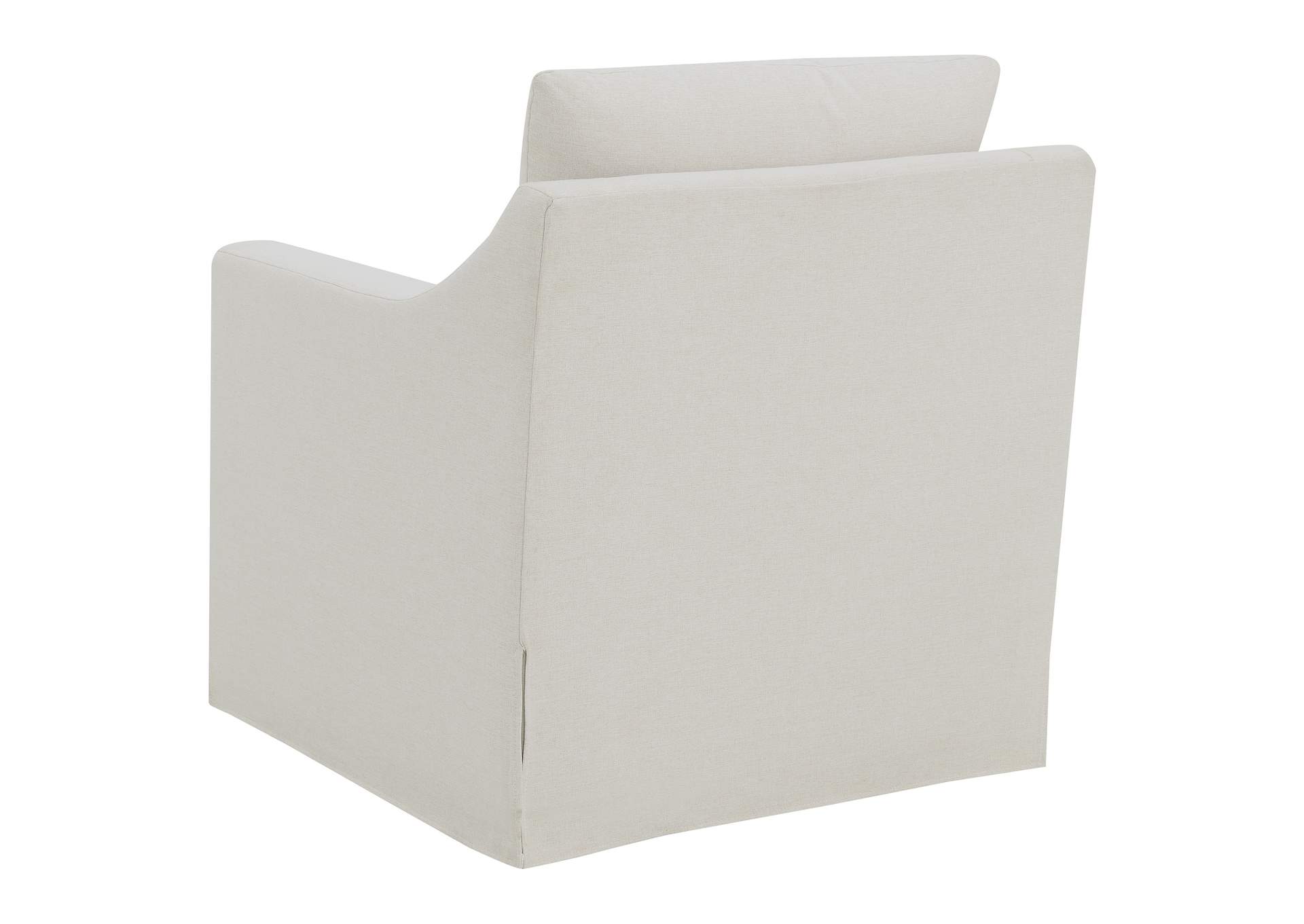 Winter Upholstered Sloped Arm Accent Swivel Chair Beige