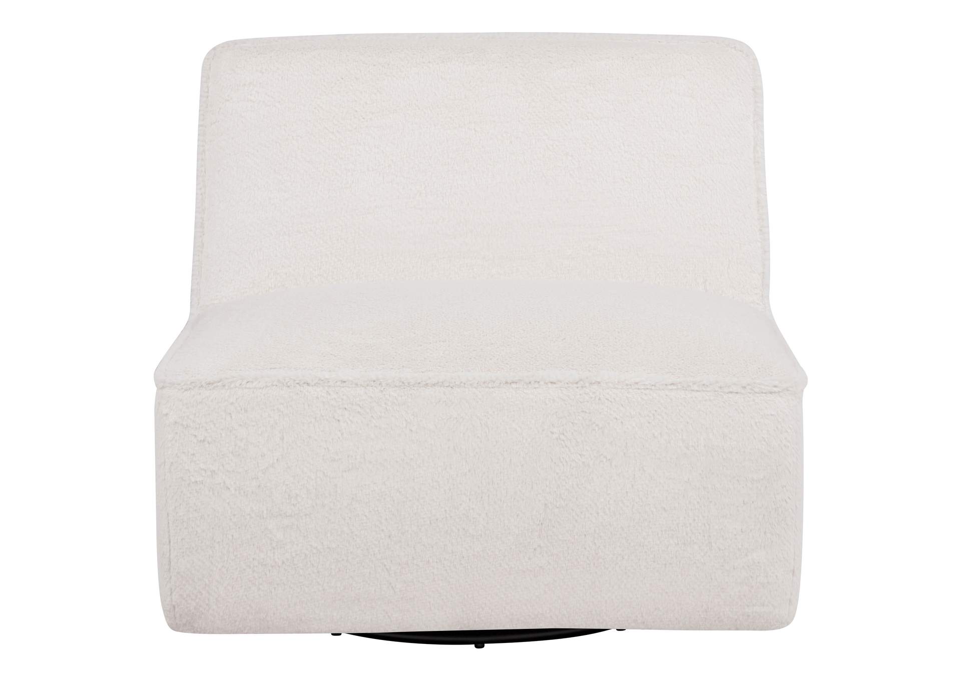 Badoer Faux Fur Swivel Accent Chair Ecru image 3