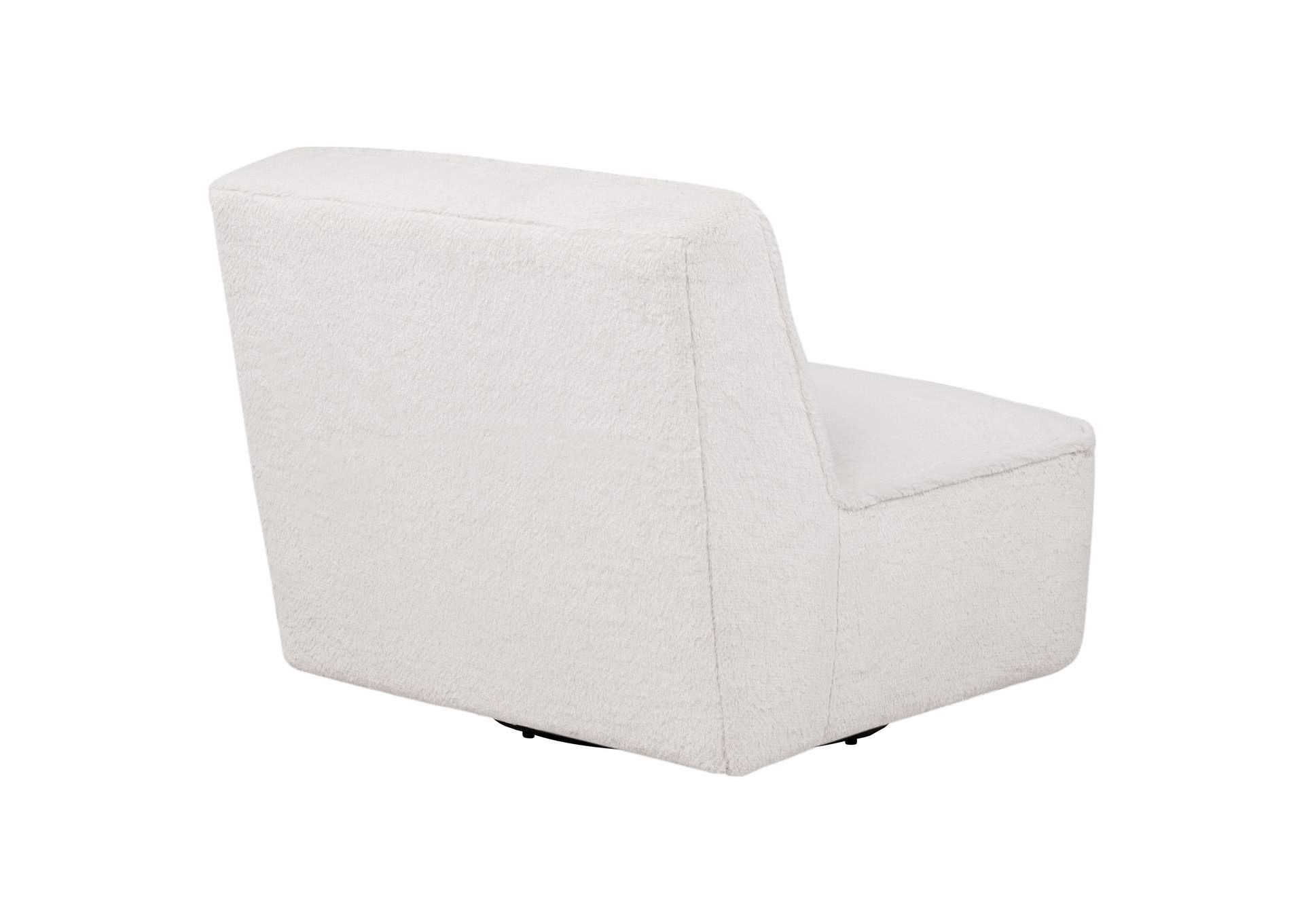 Badoer Faux Fur Swivel Accent Chair Ecru image 7
