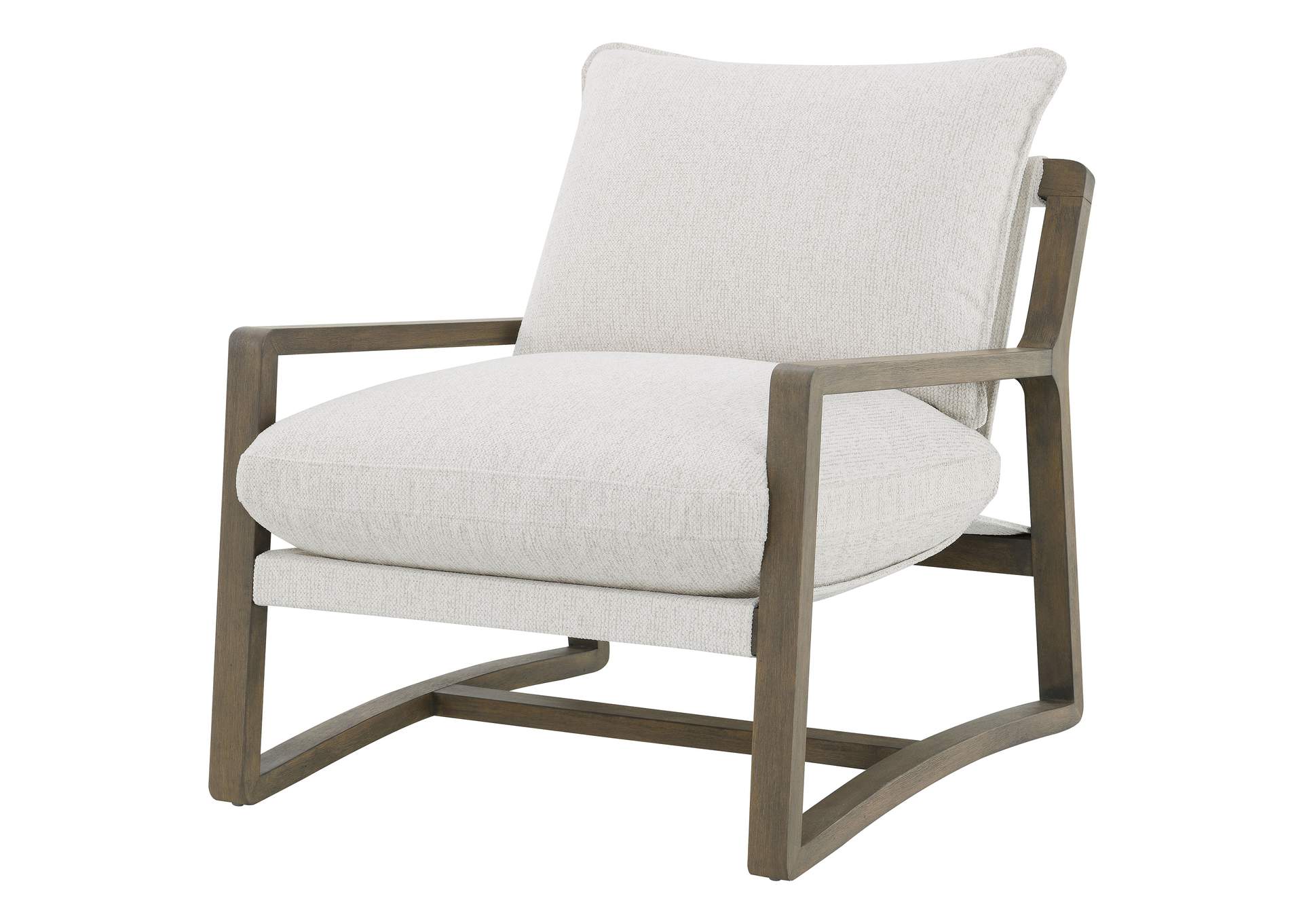 Geneva Boucle Upholstered Wood Arm Accent Chair Sand