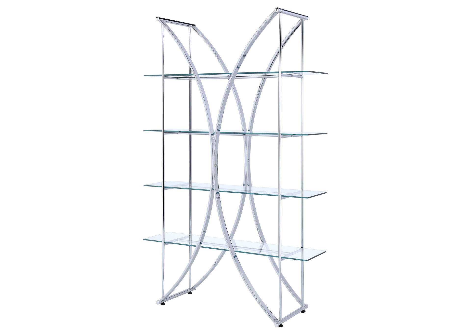 Larson 4-tier Bookcase Chrome and Clear