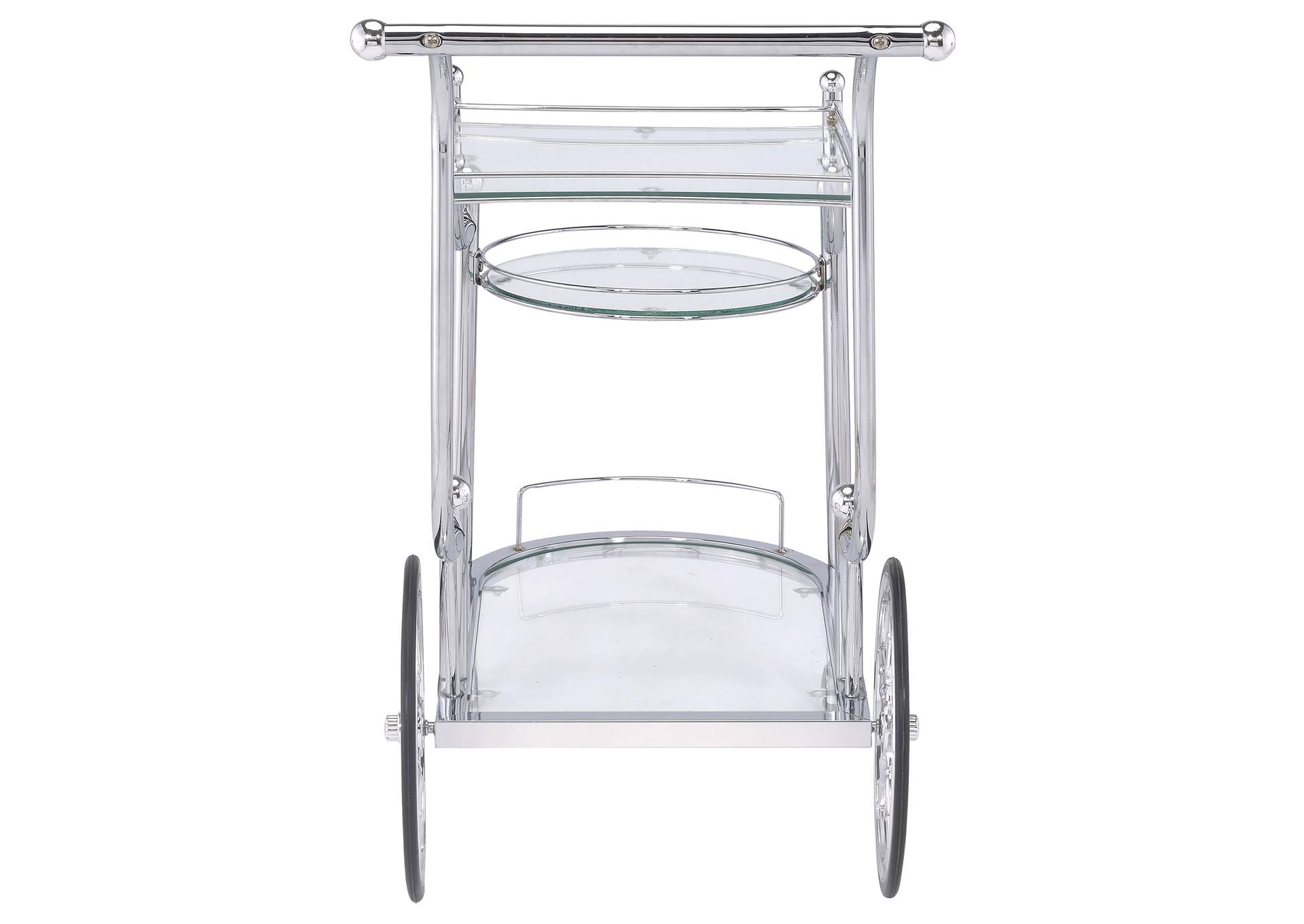Sarandon 3-tier Serving Cart Chrome and Clear