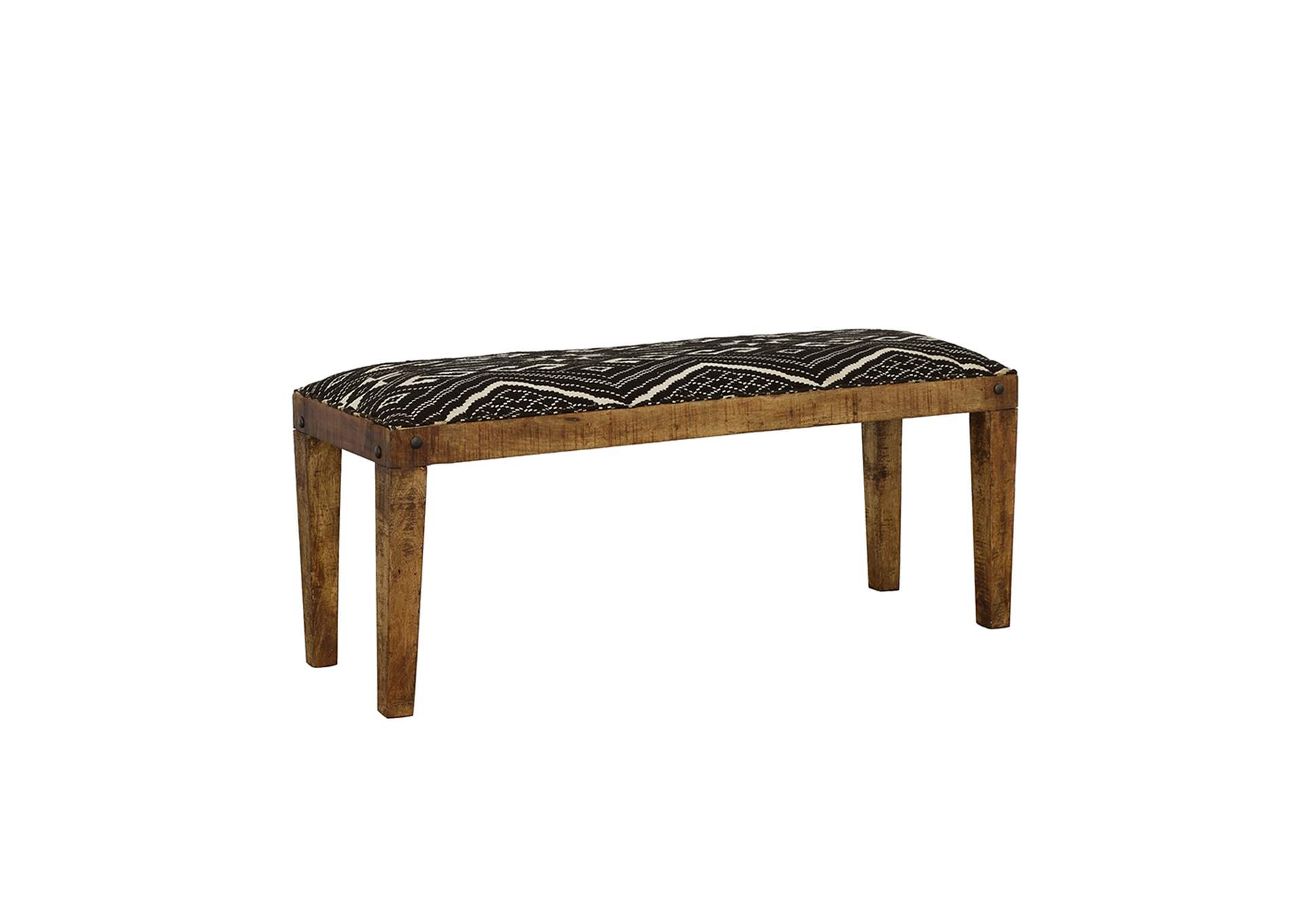 Lamont Fabric Upholstered Accent Bench Black and Natural