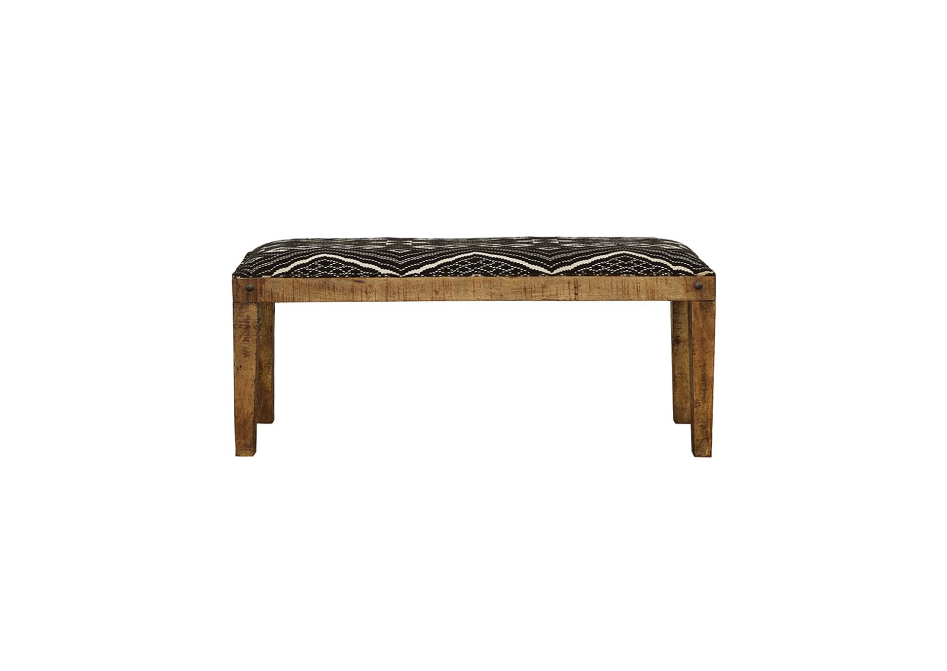 Lamont Rectangular Upholstered Bench Natural and Navy