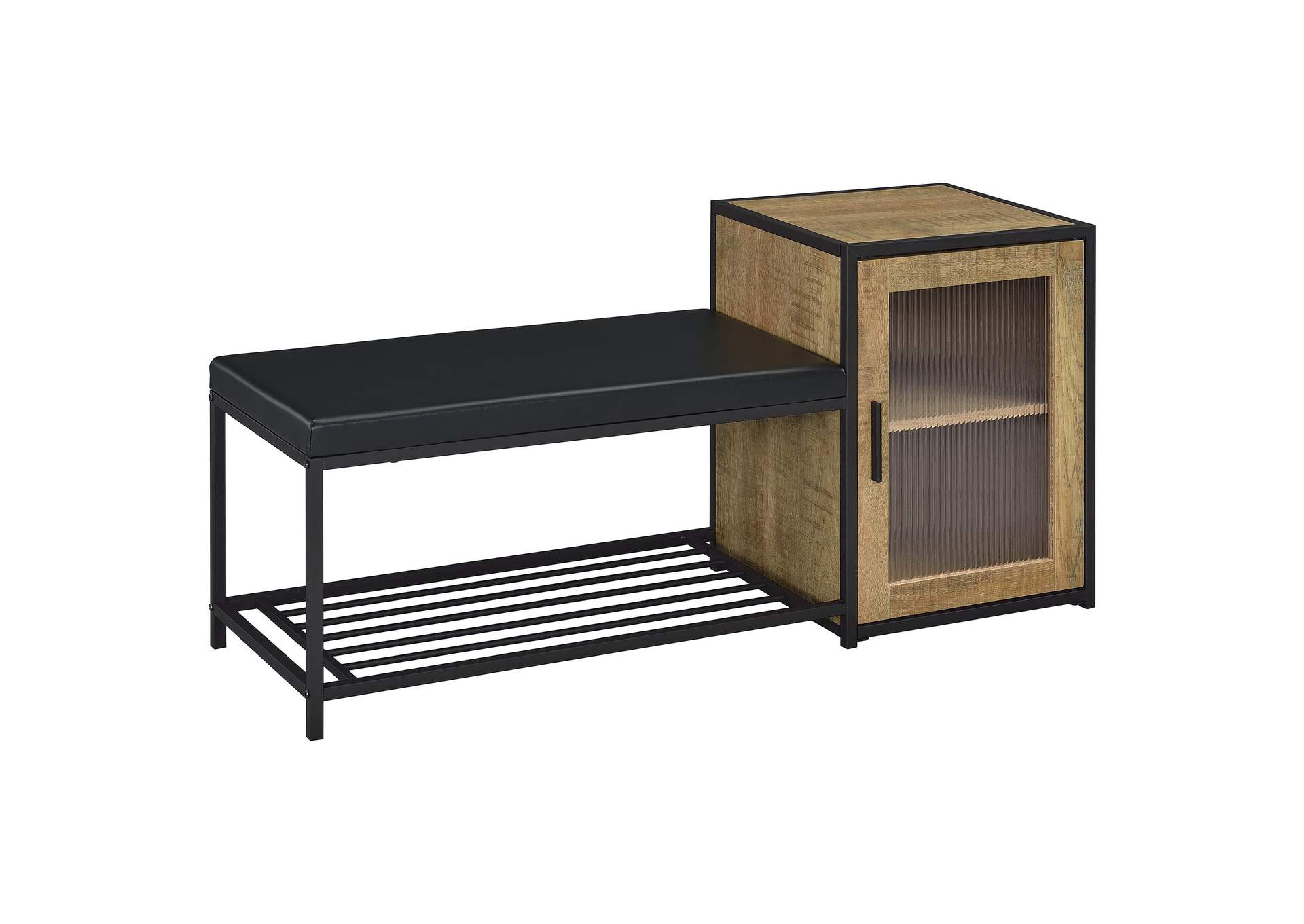 Martino Shoe Storage Entryway Bench with Cabinet Mango and Black image 1