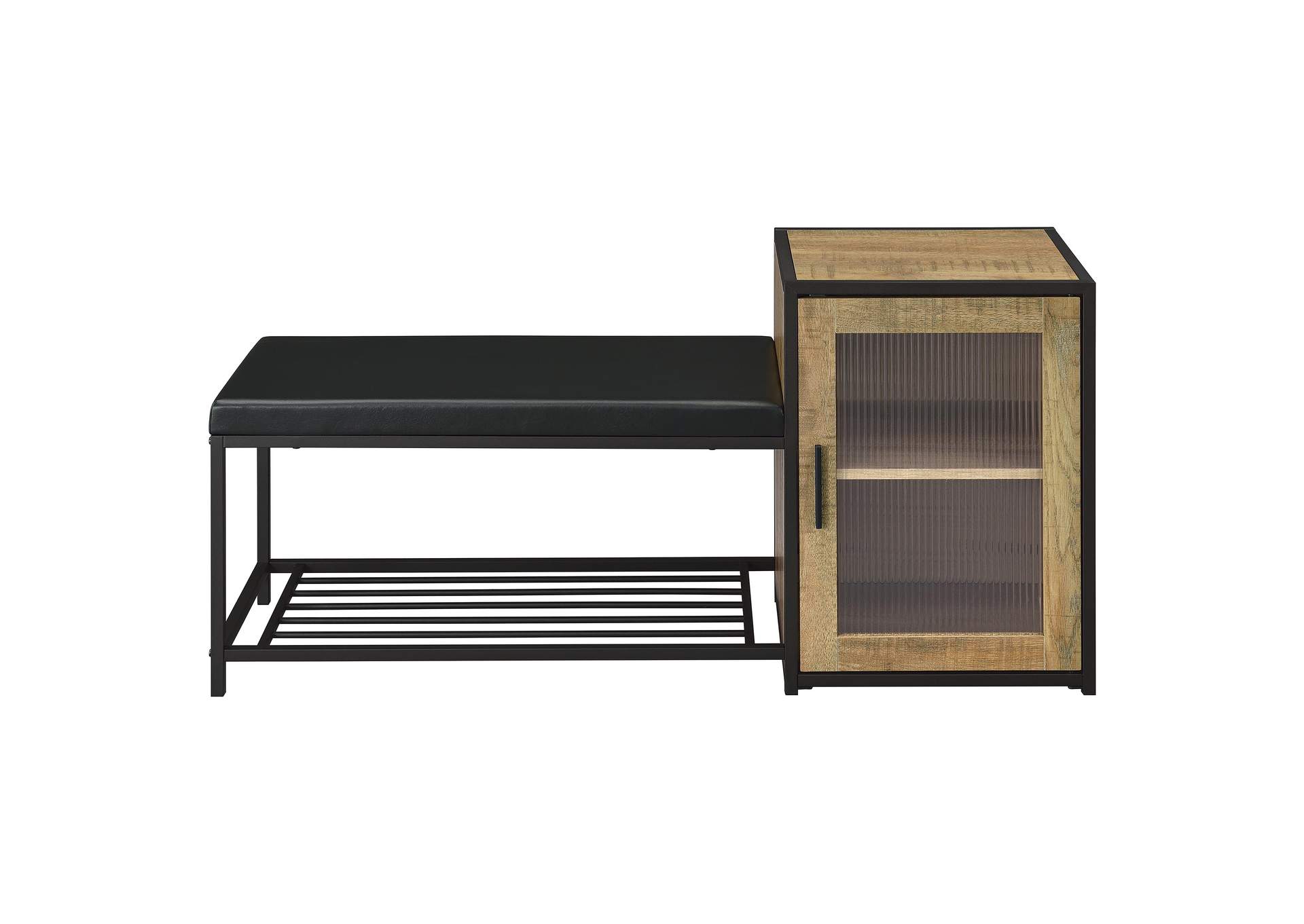 Martino Shoe Storage Entryway Bench with Cabinet Mango and Black image 5