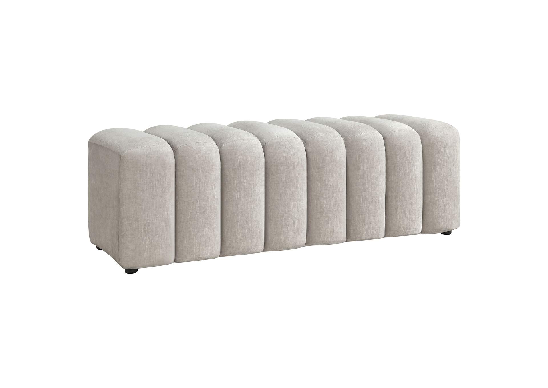 Summer Chenille Upholstered Channel Accent Bench Beige image 1