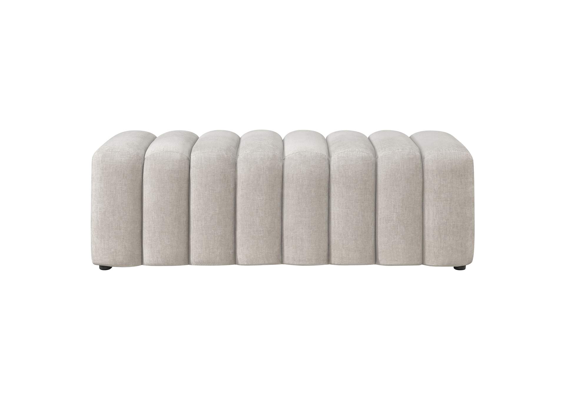 Summer Chenille Upholstered Channel Accent Bench Beige image 4