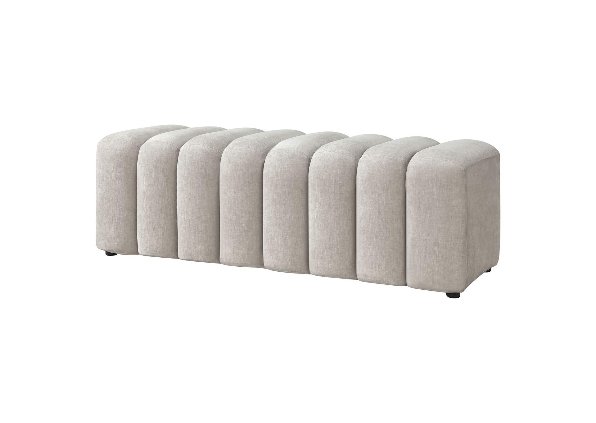 Summer Chenille Upholstered Channel Accent Bench Beige image 5