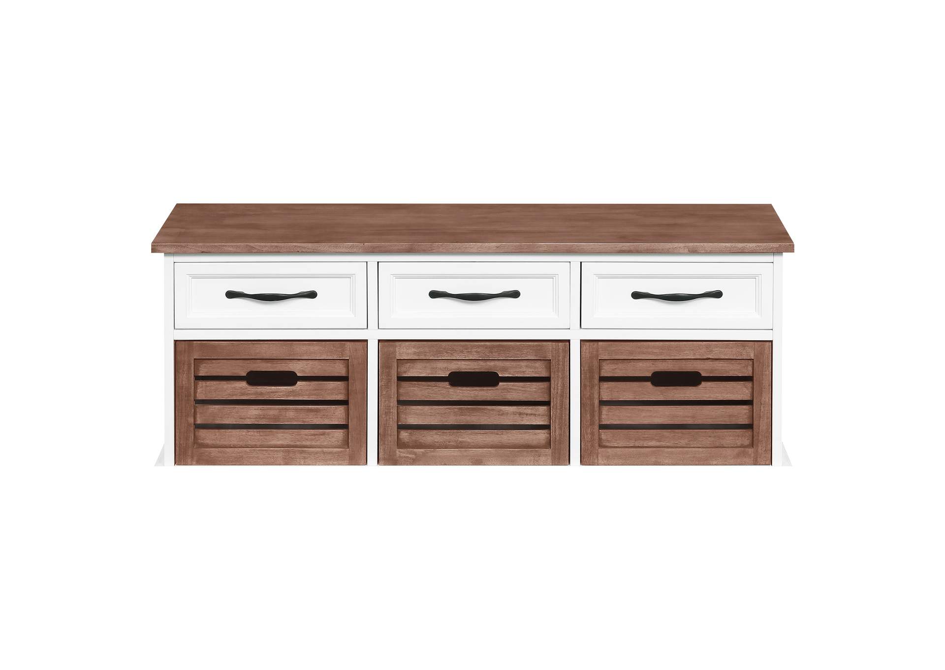 Alma 3-drawer Storage Bench Weathered Brown and White